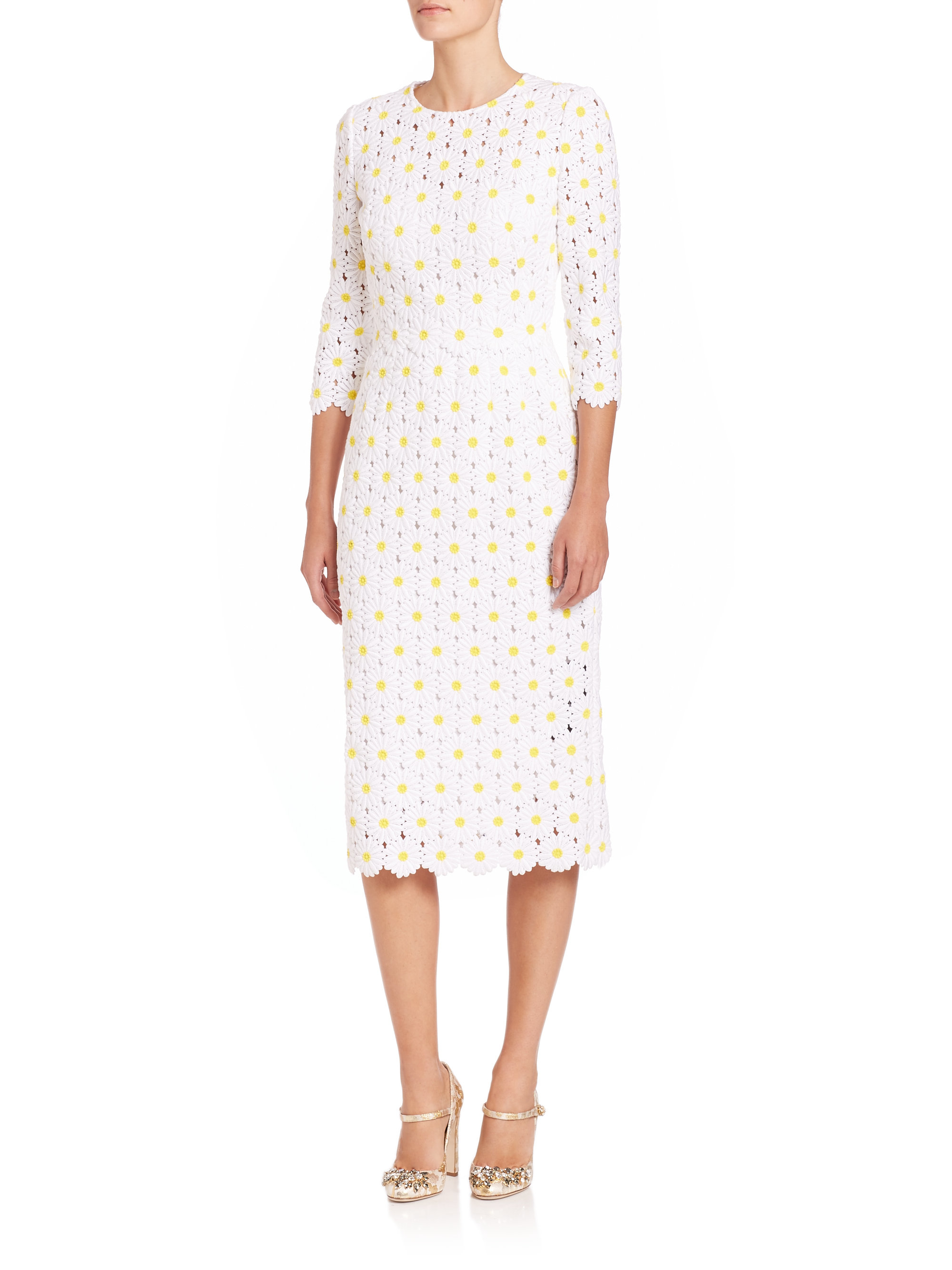 Lyst - Dolce & Gabbana Macrame Daisy Dress in White