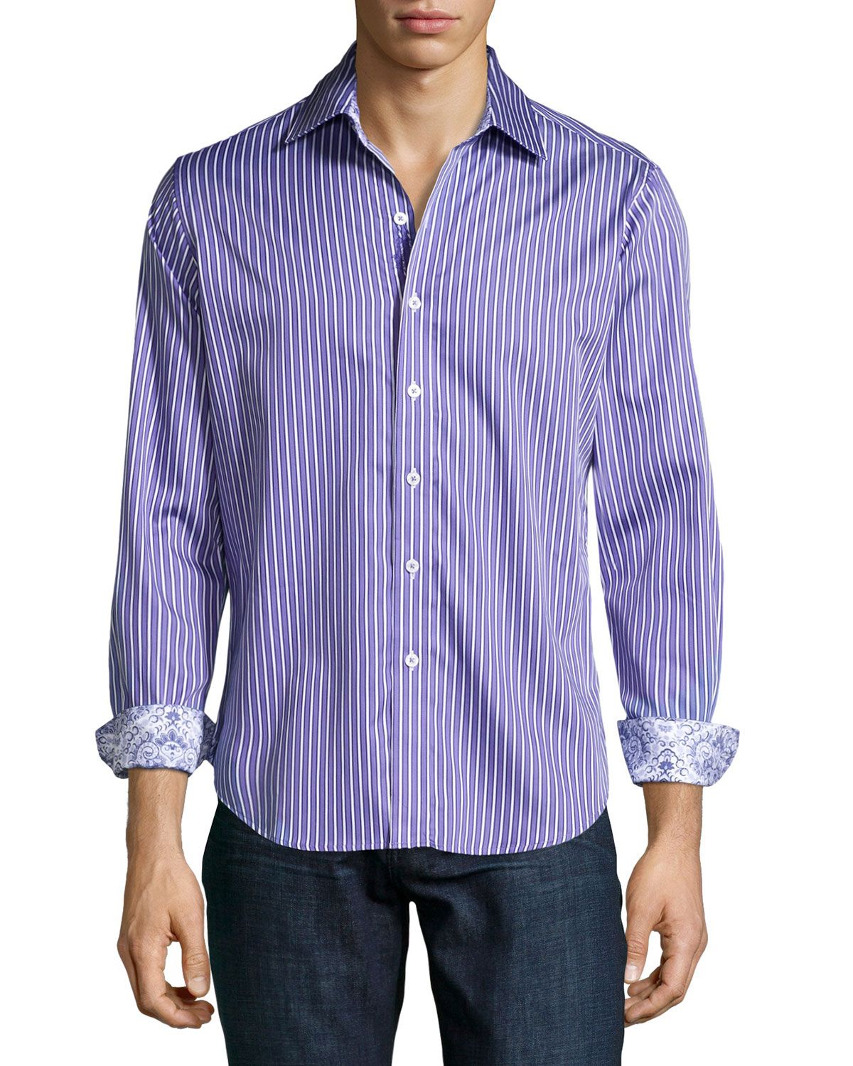 Robert Graham The Reflex Striped Sport Shirt in Purple for Men | Lyst
