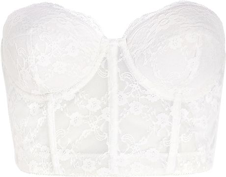 Forever 21 Strapless Lace Corset Bra in White | Lyst