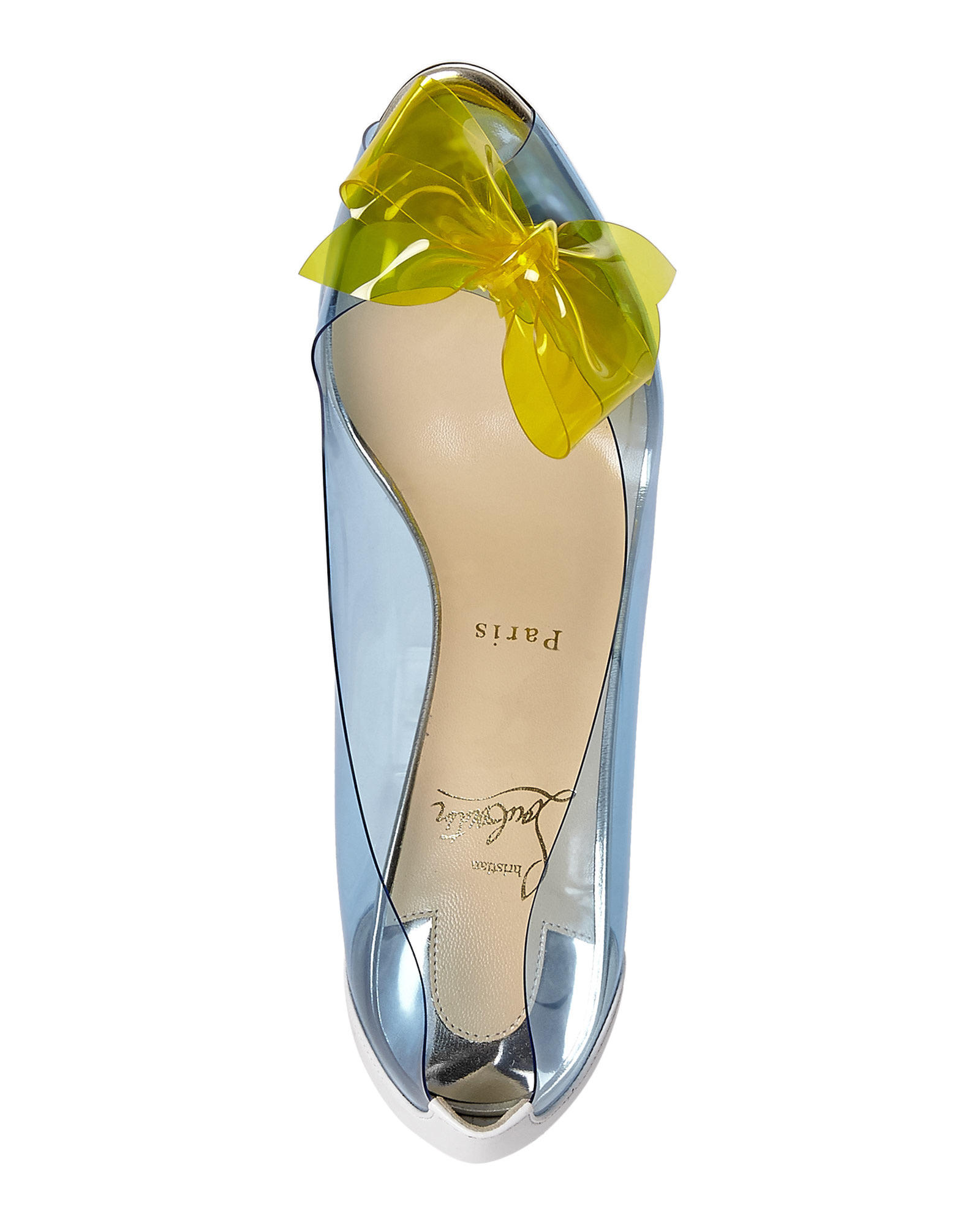 best replica shoes online - Christian louboutin Blue Pvc Bow Pumps in Blue (Blue/Yellow/White ...