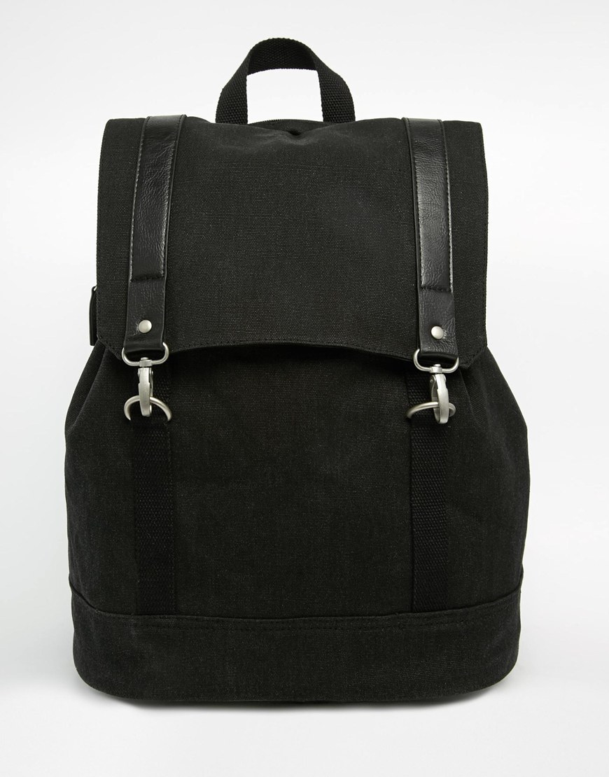 black faux leather backpack