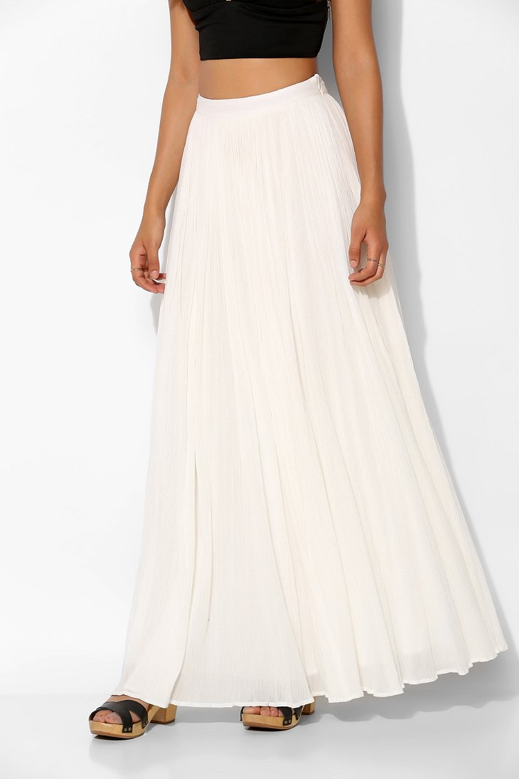 Lyst - Pins And Needles Gauzy Pleated Maxi Skirt in White