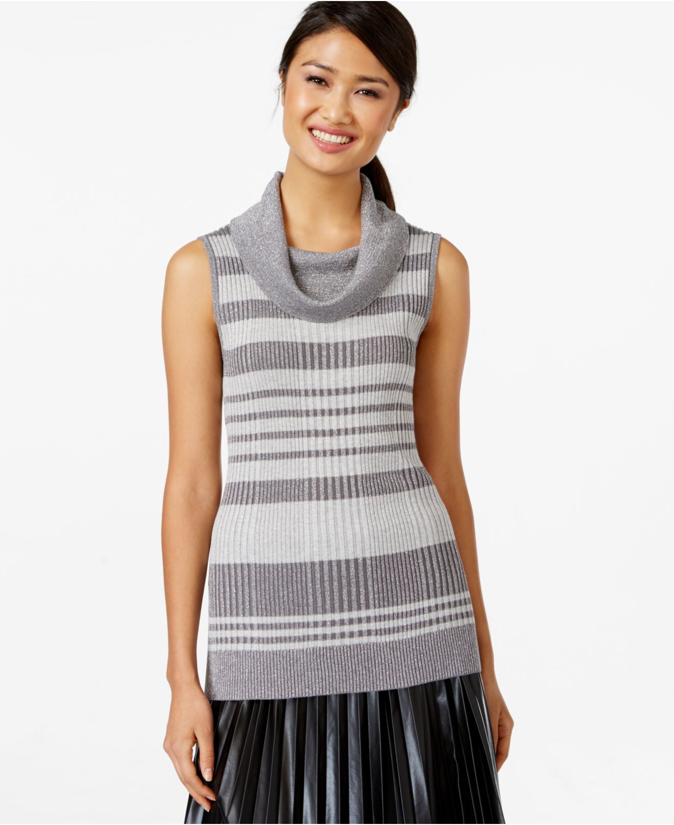 Joseph a Sleeveless Cowl-neck Metallic Sweater in Silver (Lurex Silver ...