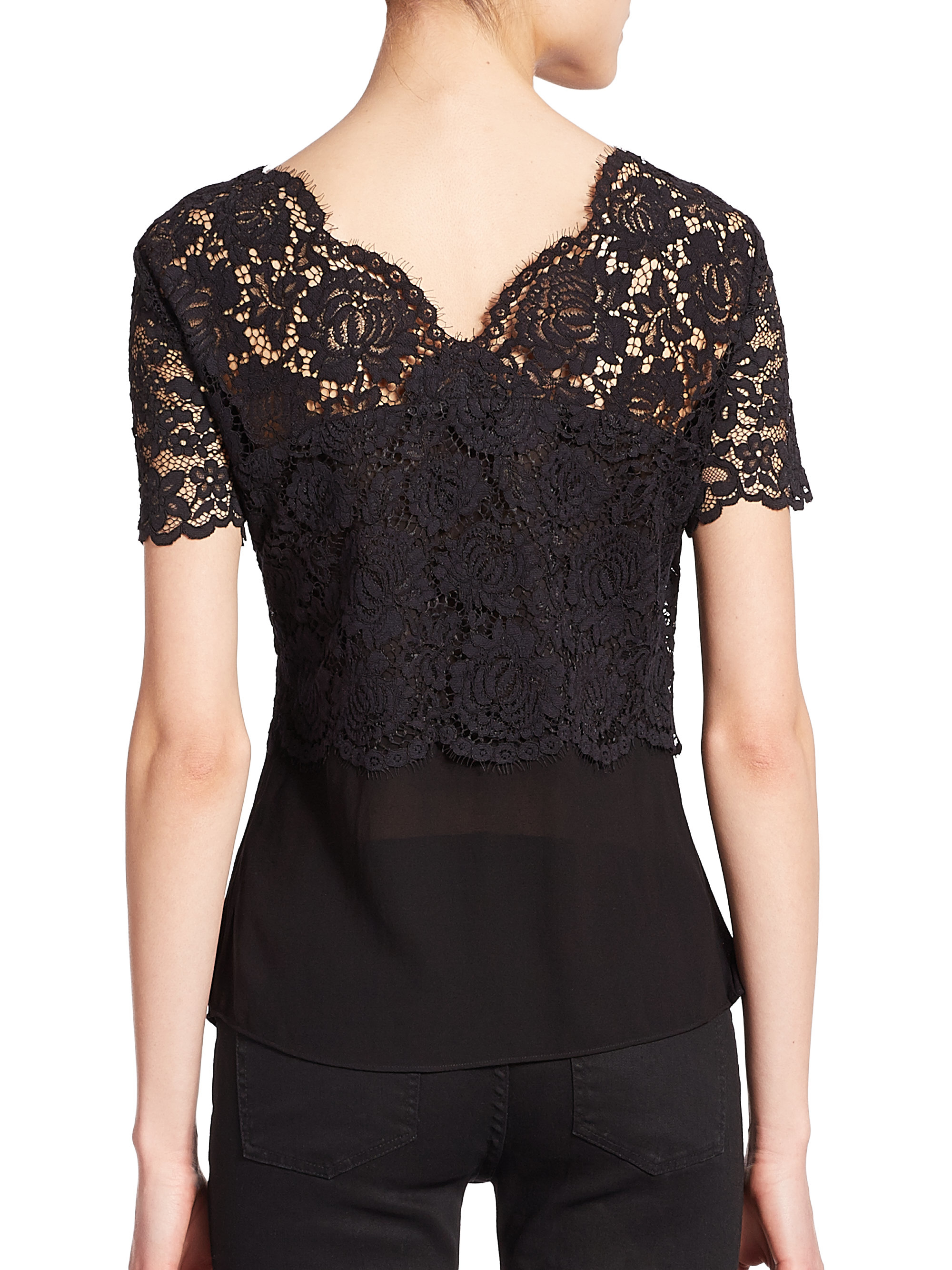 Lyst - The Kooples Lace-bodice Top in Black