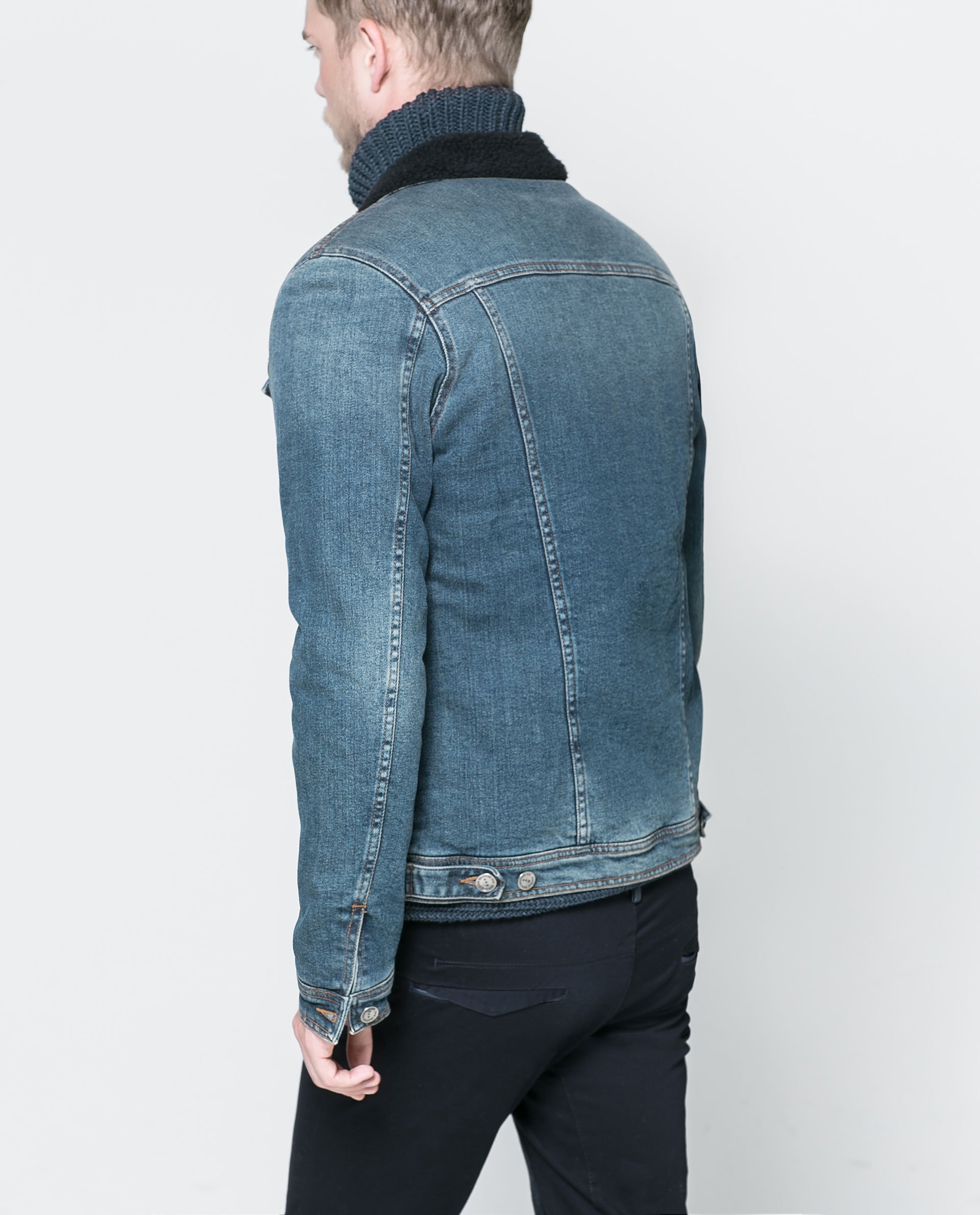Zara Sheepskin Lined Denim Jacket in Blue for Men Lyst