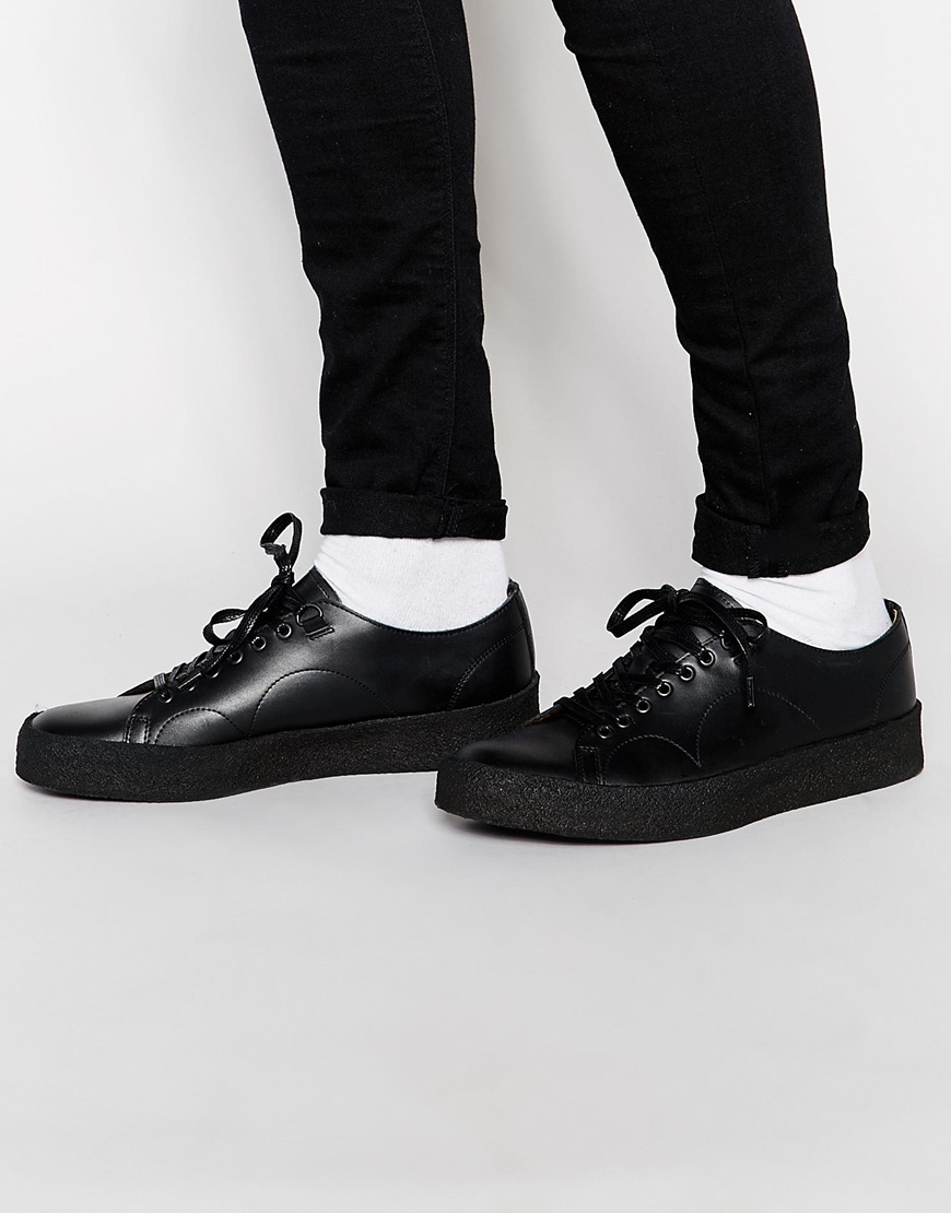Lyst - Fred Perry X George Cox Leather Sneakers - Black in Black for Men