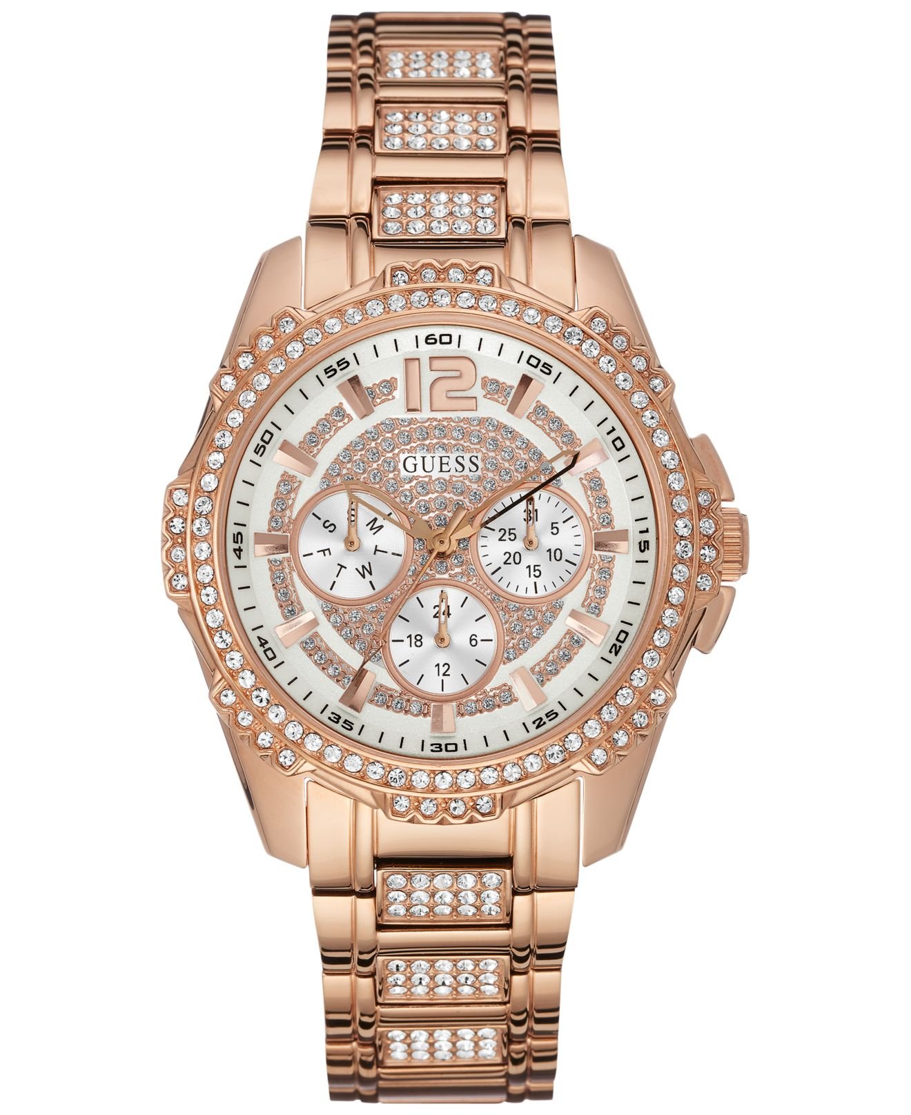 Guess Women's Crystal Accent Rose Gold-tone Bracelet Watch  