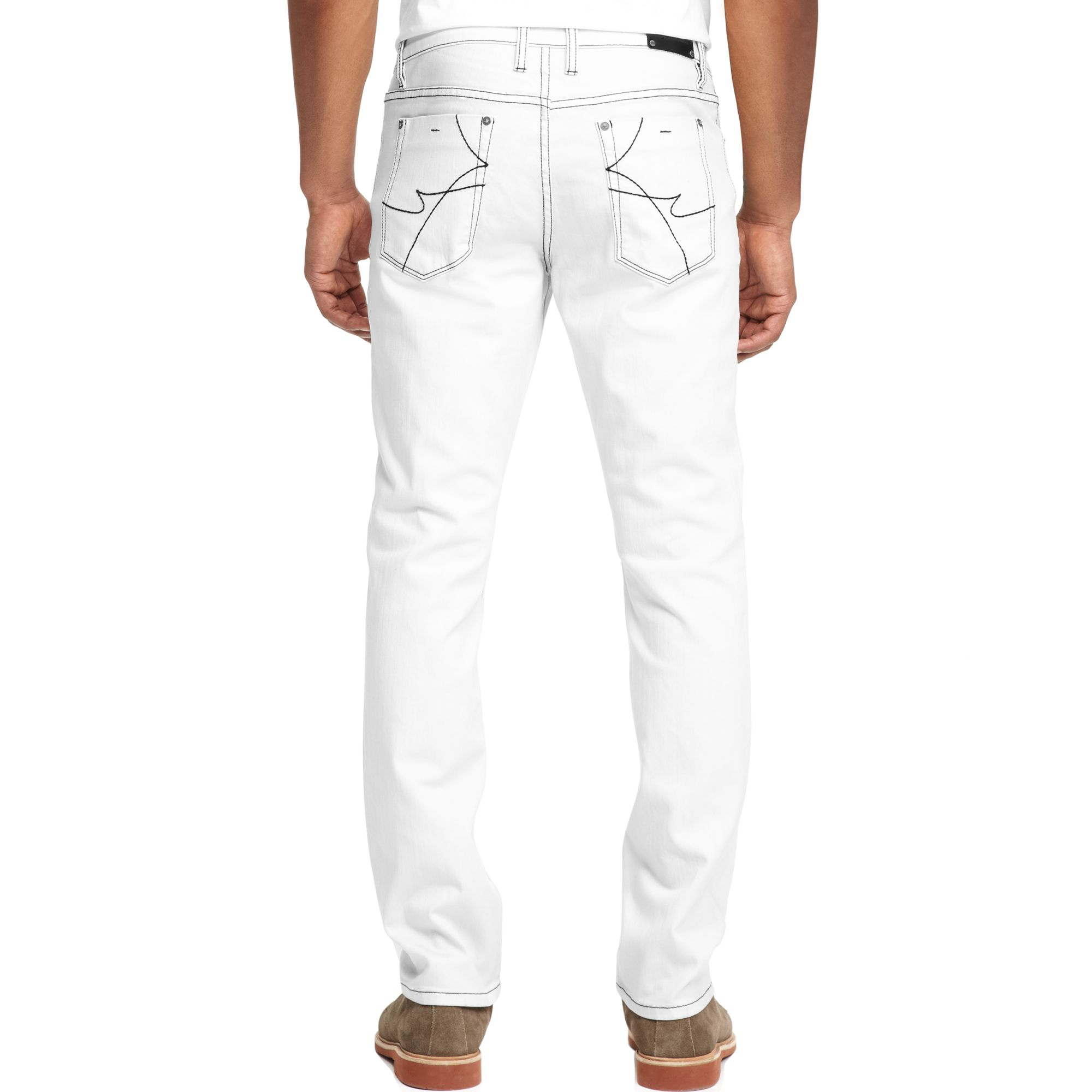 Kenneth cole Slim Fit Low Rise Jeans in White for Men | Lyst