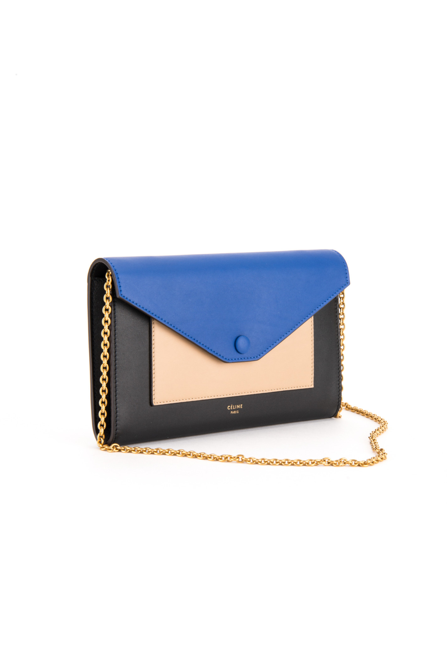 C¨¦line Large Flap Bag With Chain in Blue (COBALT) | Lyst  