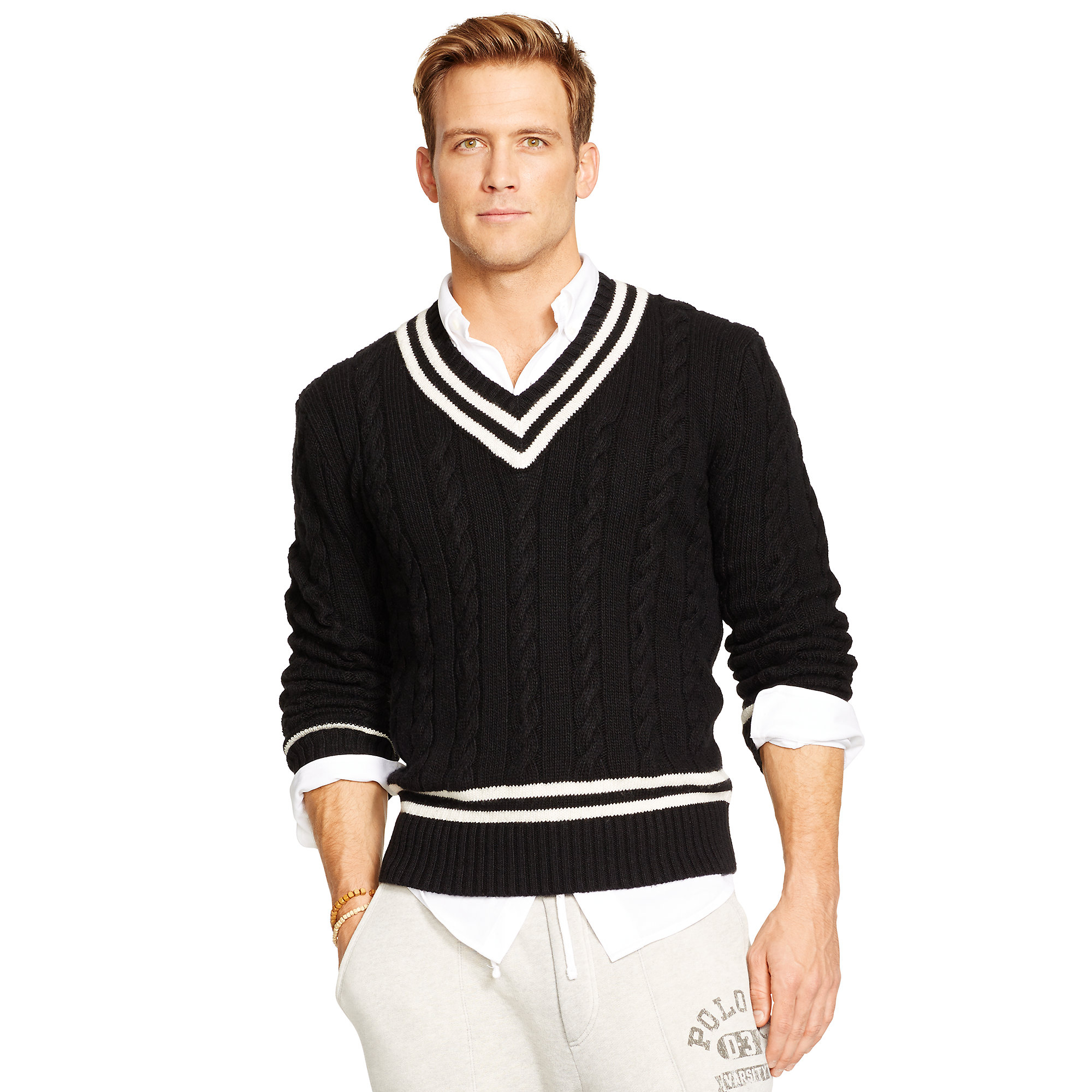 Lyst - Ralph Lauren Cotton-Blend Cricket Sweater in Black for Men