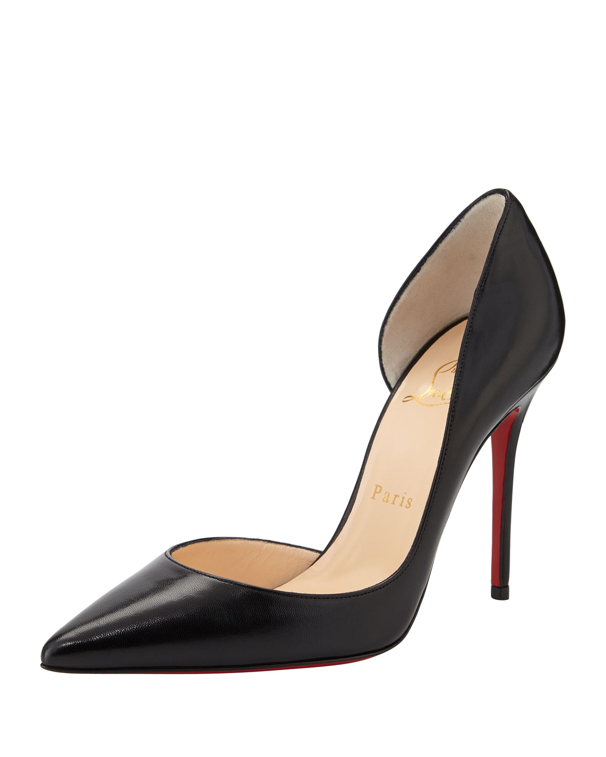 Christian Louboutin Iriza Red-Sole Half-D'Orsay Pump in Black (red) | Lyst