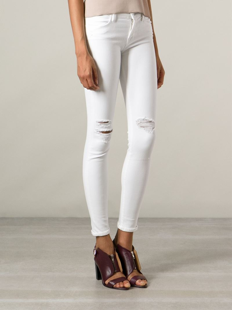 Lyst J Brand Distressed Skinny Jeans in White