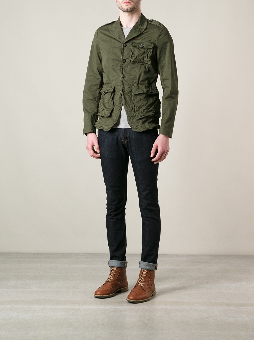 Lyst - Dsquared² Distressed Military Jacket in Green for Men