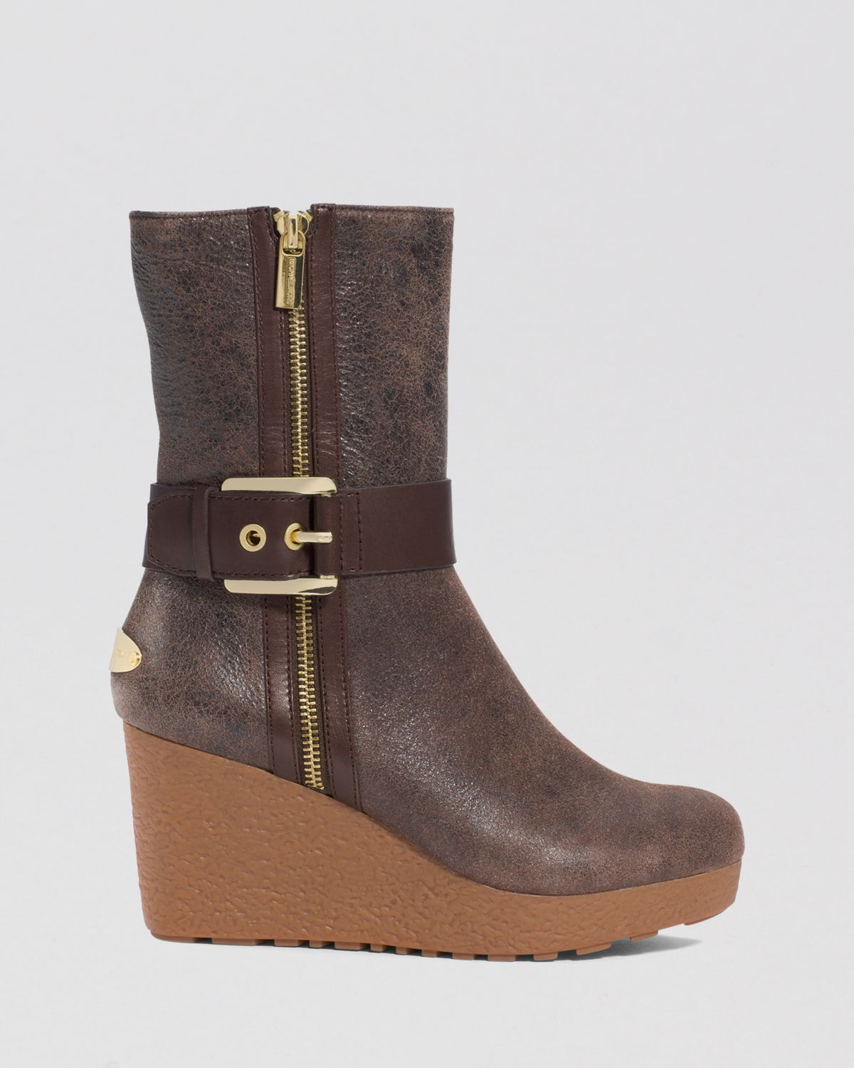 Lyst - Michael Michael Kors Platform Wedge Booties - Lizzie Shearling ...