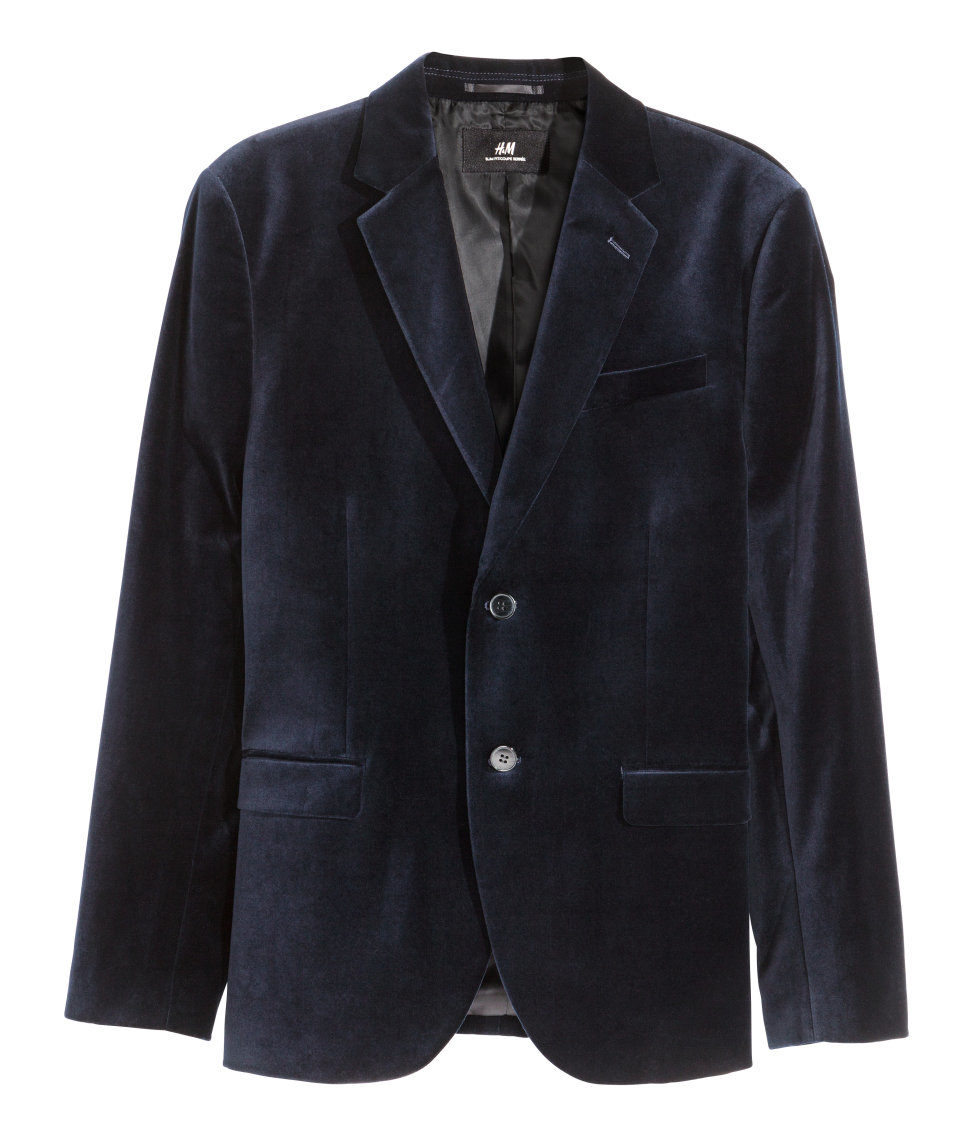 H&M Cotton Velvet Jacket in Blue for Men - Lyst