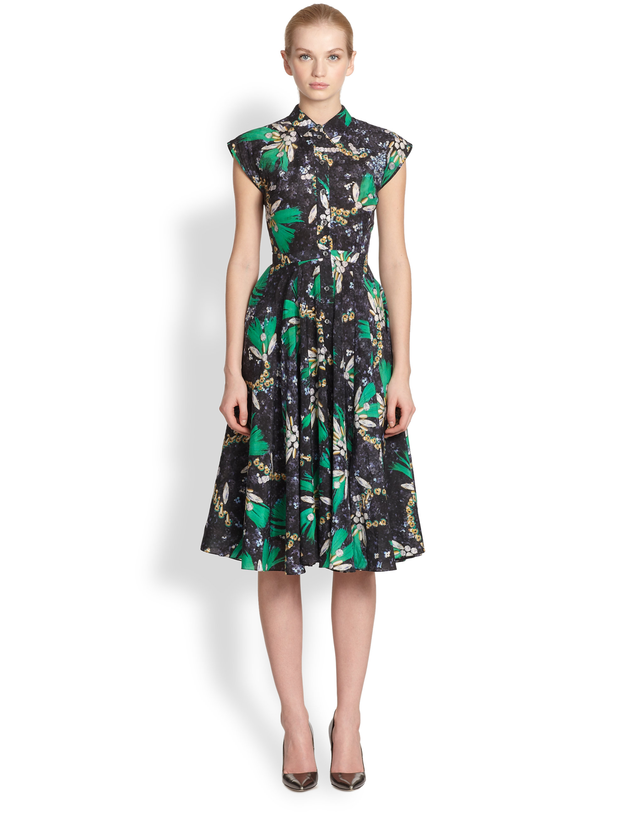 Mary Katrantzou Calway Flare Dress in Green (ROUSH DIAZ) | Lyst