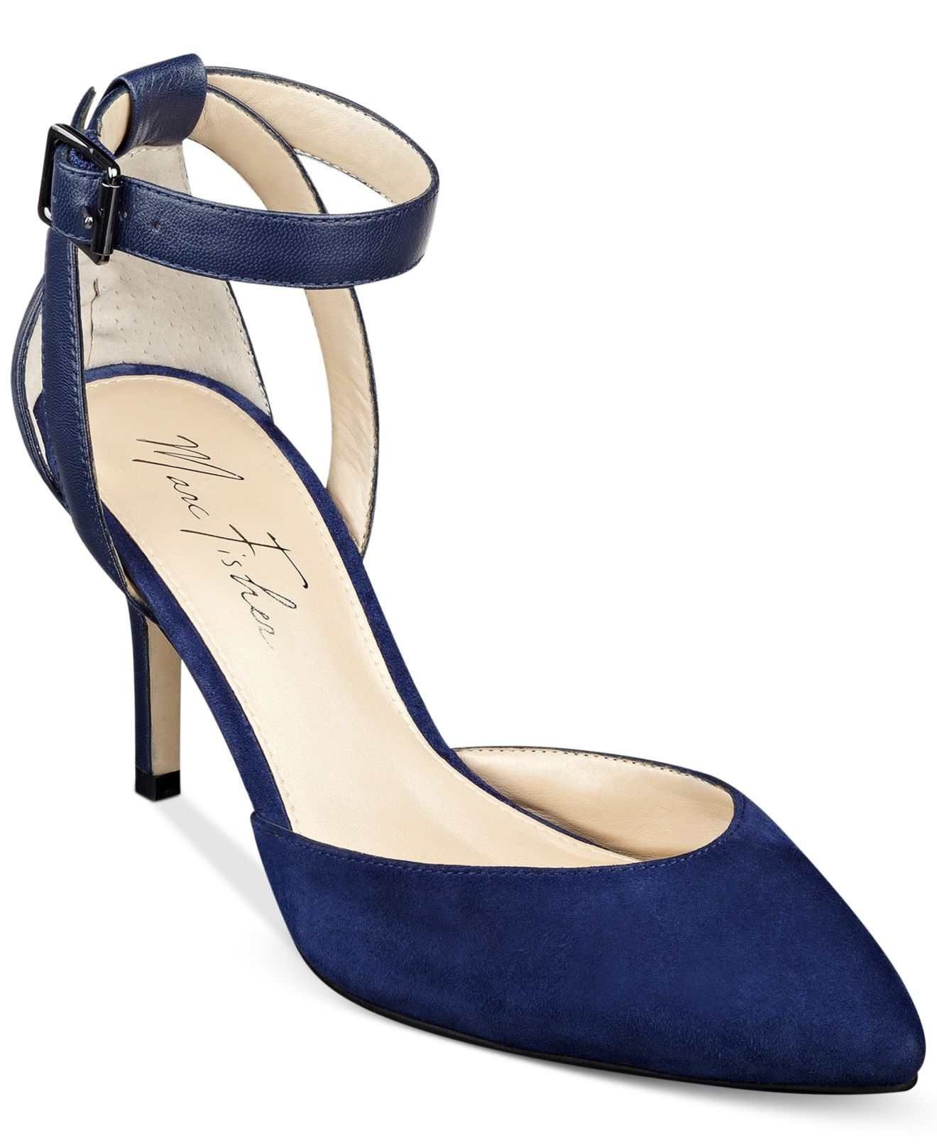 Marc Fisher Hien Ankle Strap Pumps in Navy Suede (Blue) - Lyst