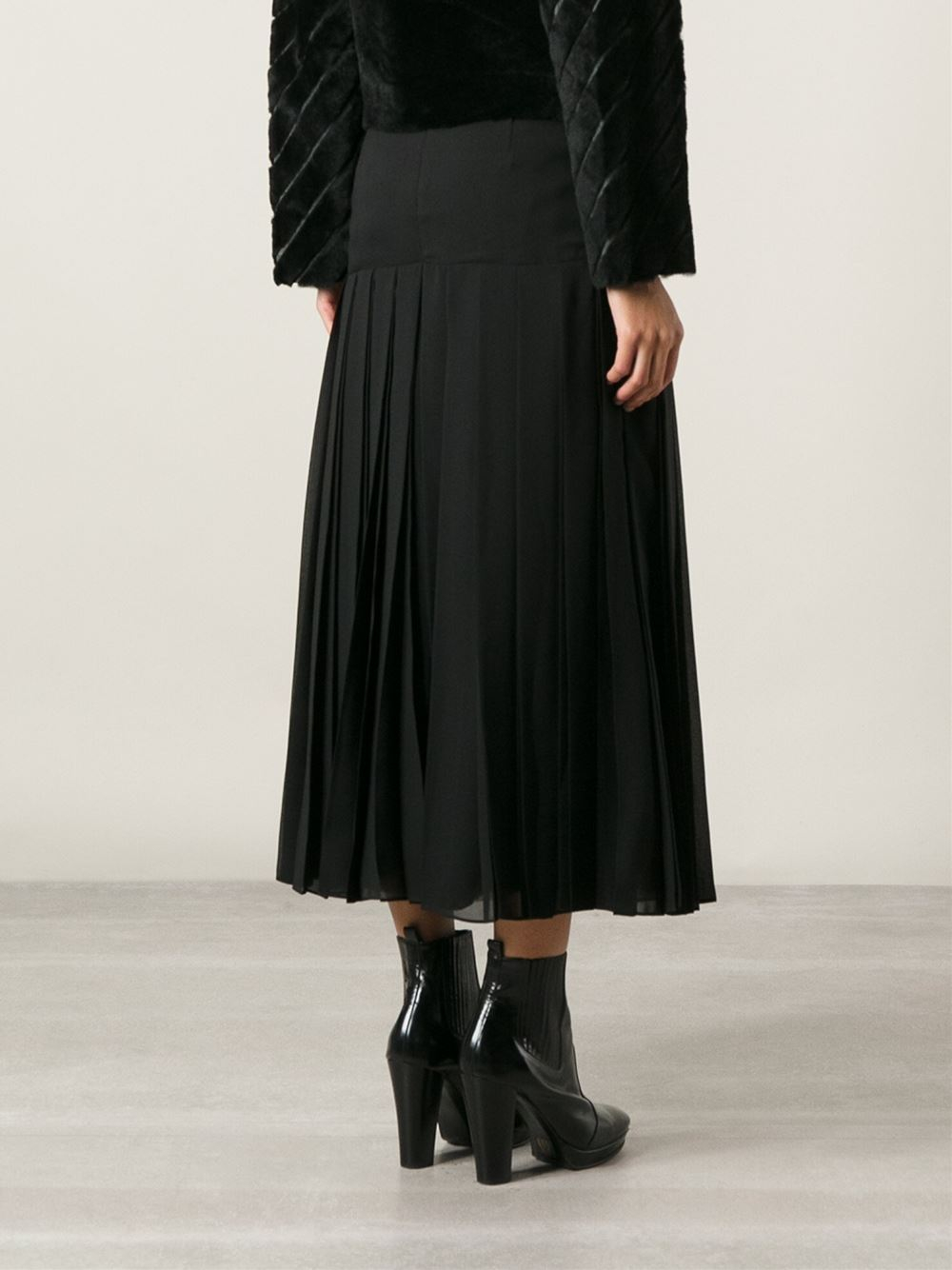 Fendi Long Pleated Skirt In Black Lyst 4390