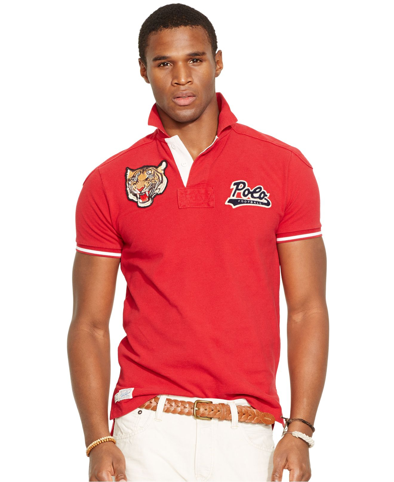 Polo ralph lauren Custom-Fit Tiger Polo Shirt in Red for Men | Lyst
