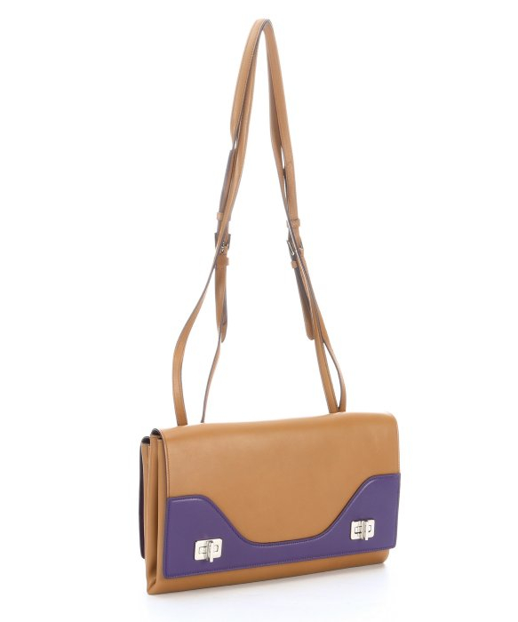 prada briefcase for women - Prada Tan And Purple Leather Double Flap Shoulder Bag in Brown ...