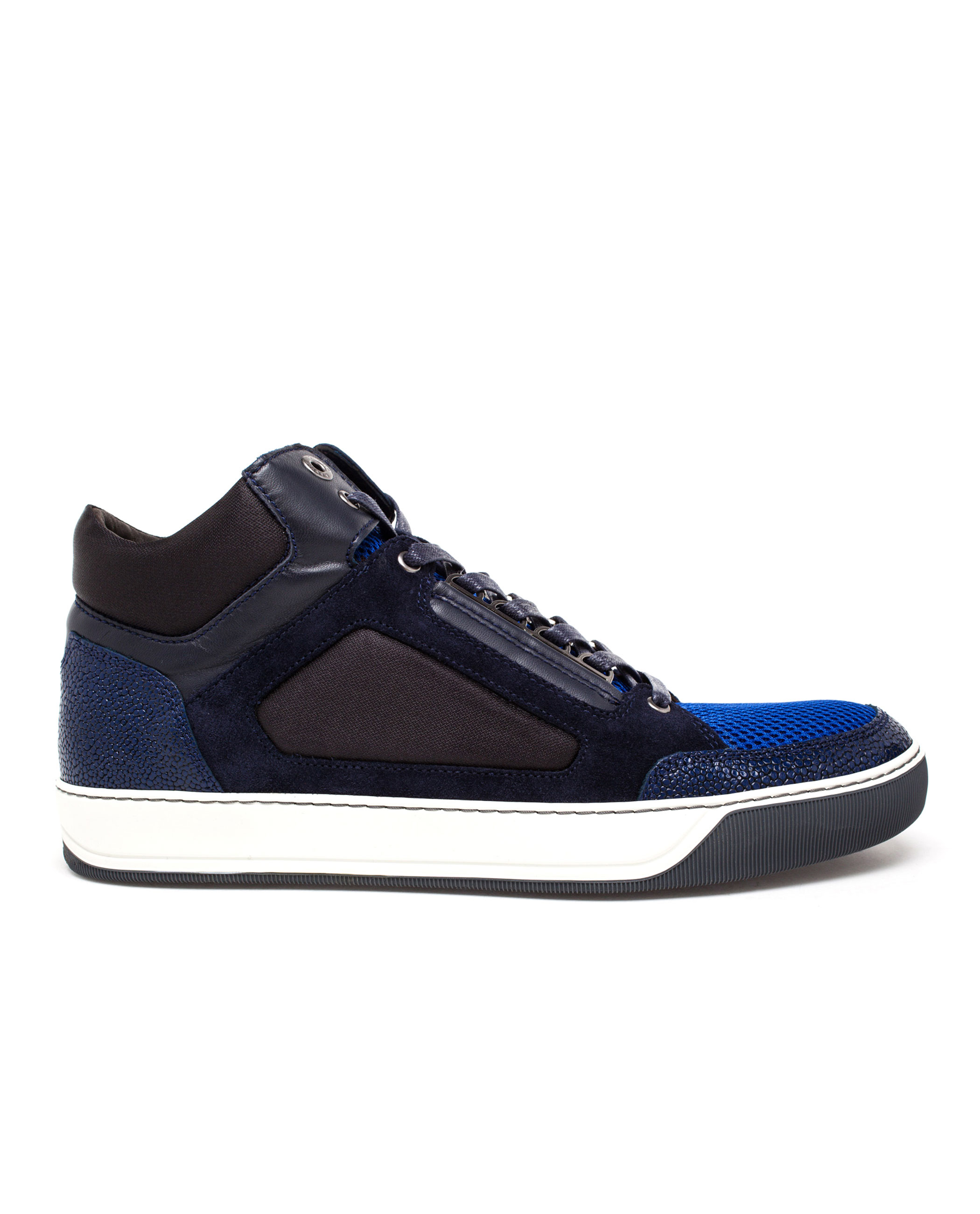 Lyst - Lanvin Suede And Leather Sneakers in Blue