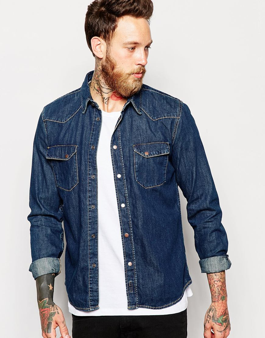 Lyst - Nudie jeans Nudie Denim Shirt Jonis Slim Fit Western True Worn ...