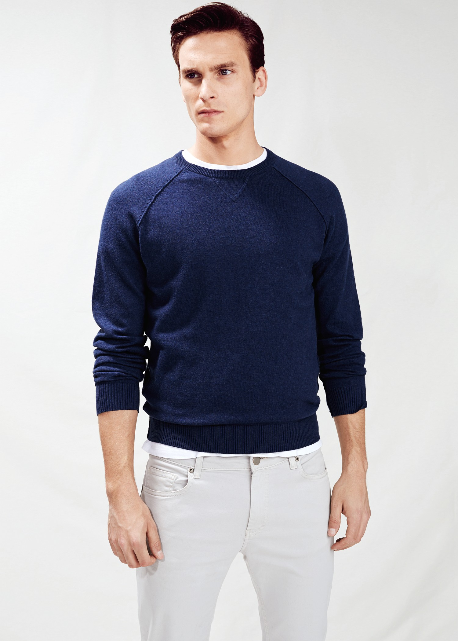 Mango Long Raglan Sleeve Sweater in Blue for Men (dark blue) | Lyst