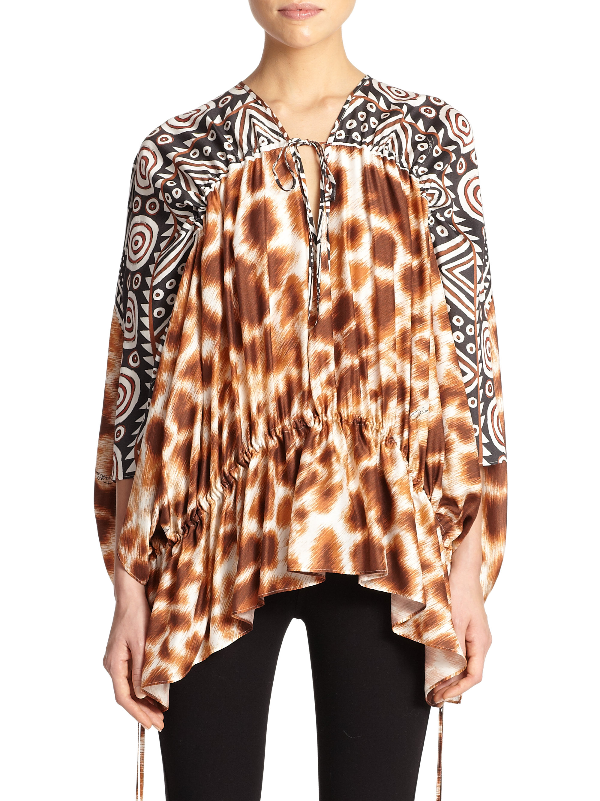 Lyst - Just Cavalli Silk Printed Caftan in Natural