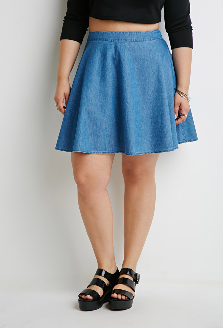 Forever 21 Denim Skater  Skirt  in Blue  Lyst