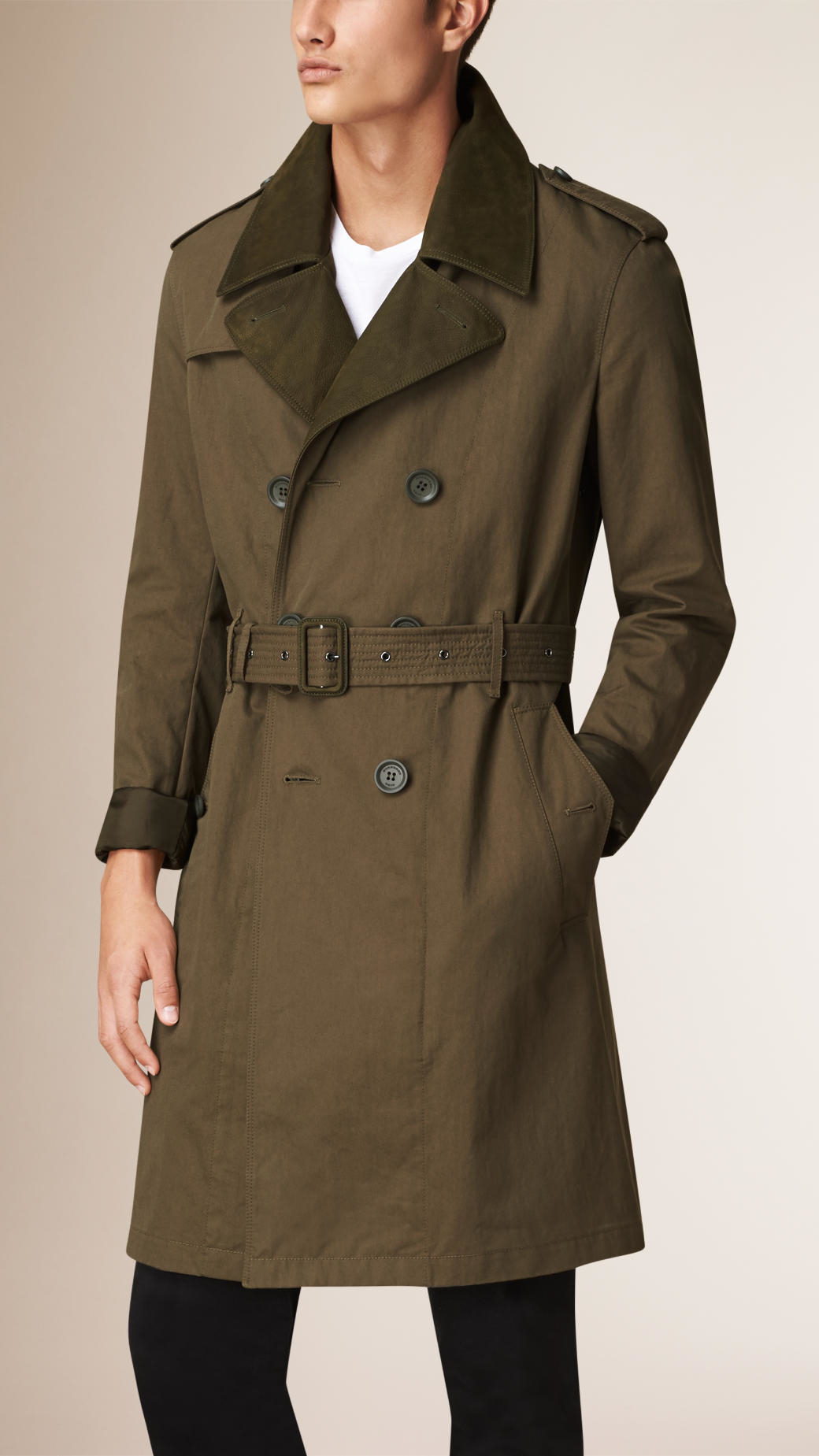 Lyst - Burberry Nubuck Trim Technical Cotton Trench Coat in Natural for Men
