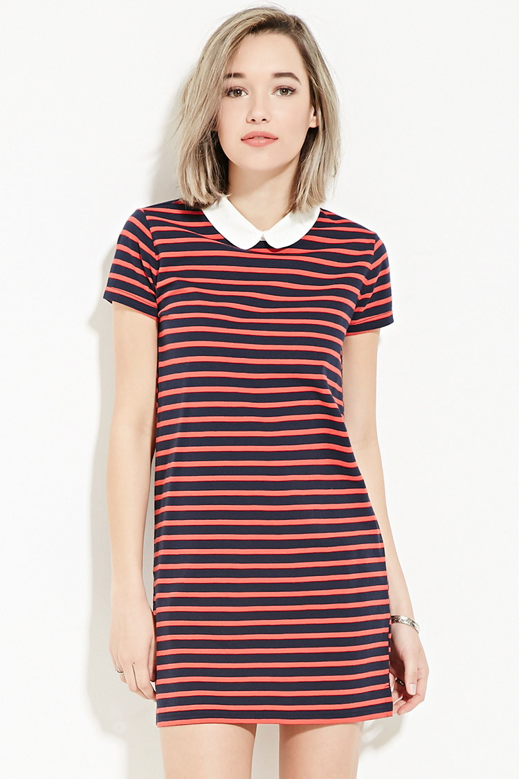 Red Black And White Striped Shirt Dress Agbu Hye Geen