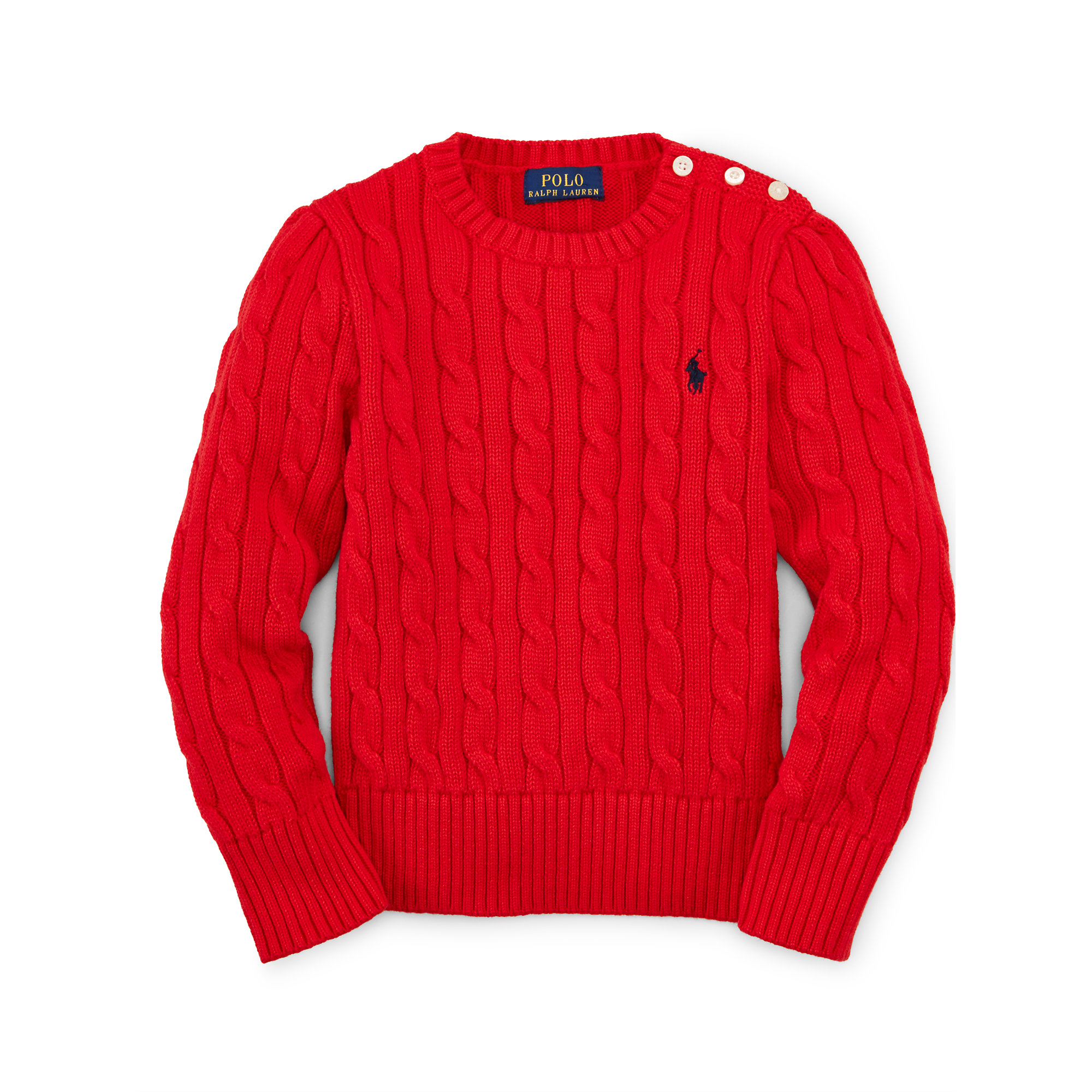 Ralph lauren Cable-Knit Cotton Sweater in Red | Lyst