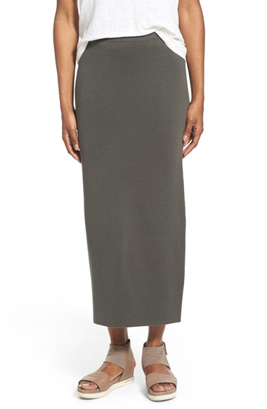 Lyst - Eileen Fisher Silk & Cotton Interlock Knit Pencil Skirt in Gray