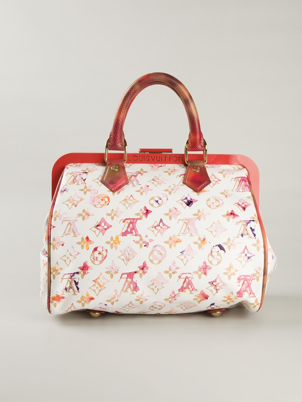 Louis Vuitton Leather Speedy Watercolour Bag in White (Red) - Lyst