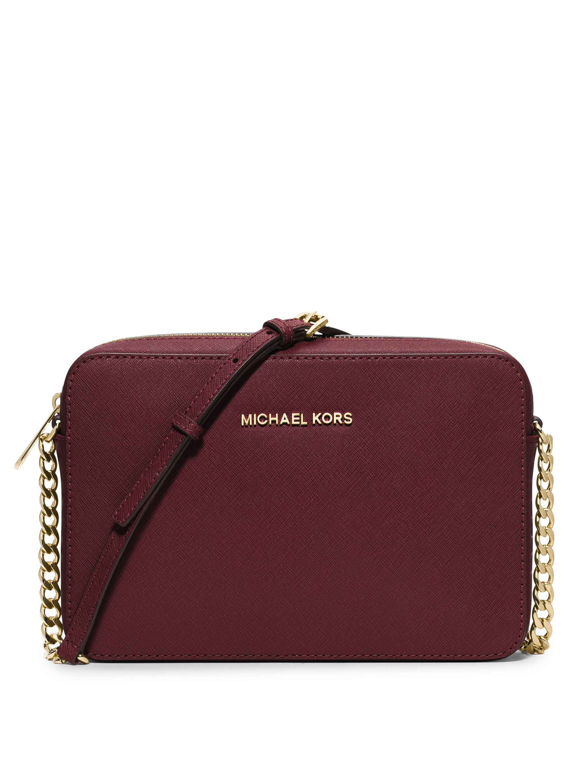 Michael Kors Jet Set Travel Phone Wallet Crossbody Saffiano Leather Merlot