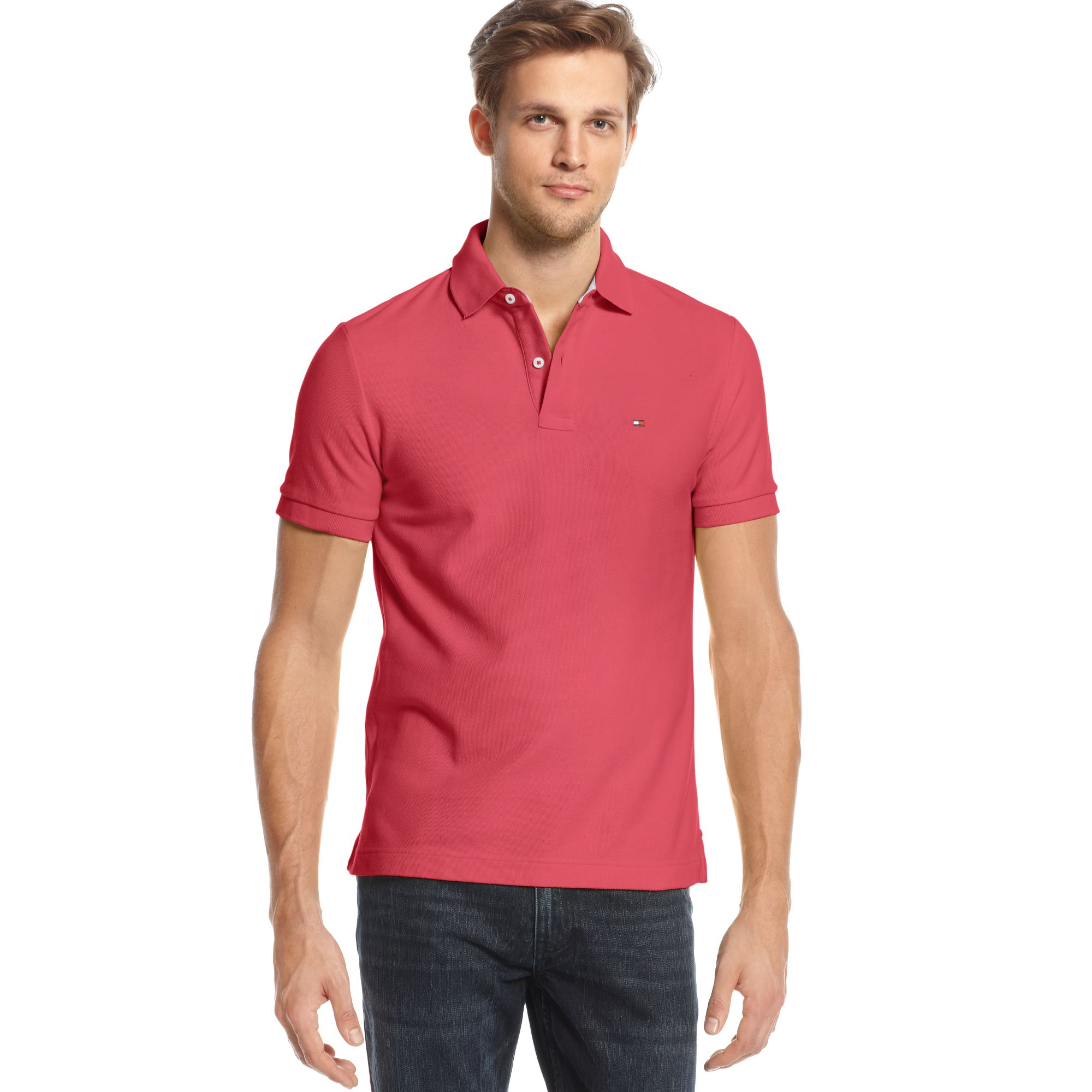 Tommy Hilfiger Slim Fit Ivy Polo Shirt in Red for Men (Claret Red) | Lyst