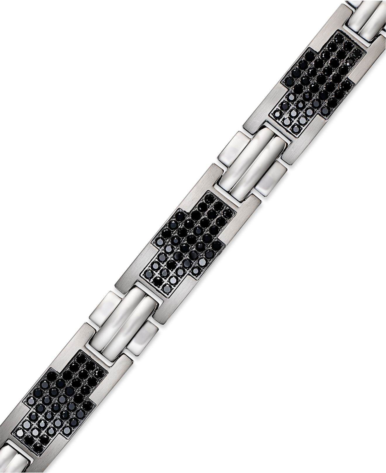 Lyst Macy S Men Stainless Steel Bracelet Black Diamond Cross Gallery