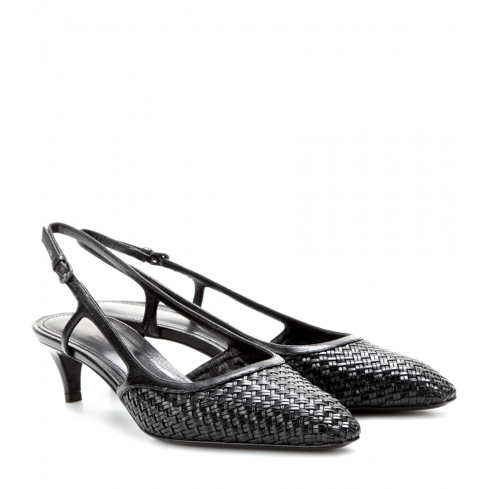 bottega veneta leather stretch toe heels