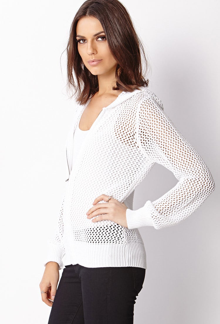 Lyst - Forever 21 Contemporary Knit Mesh Hoodie in White