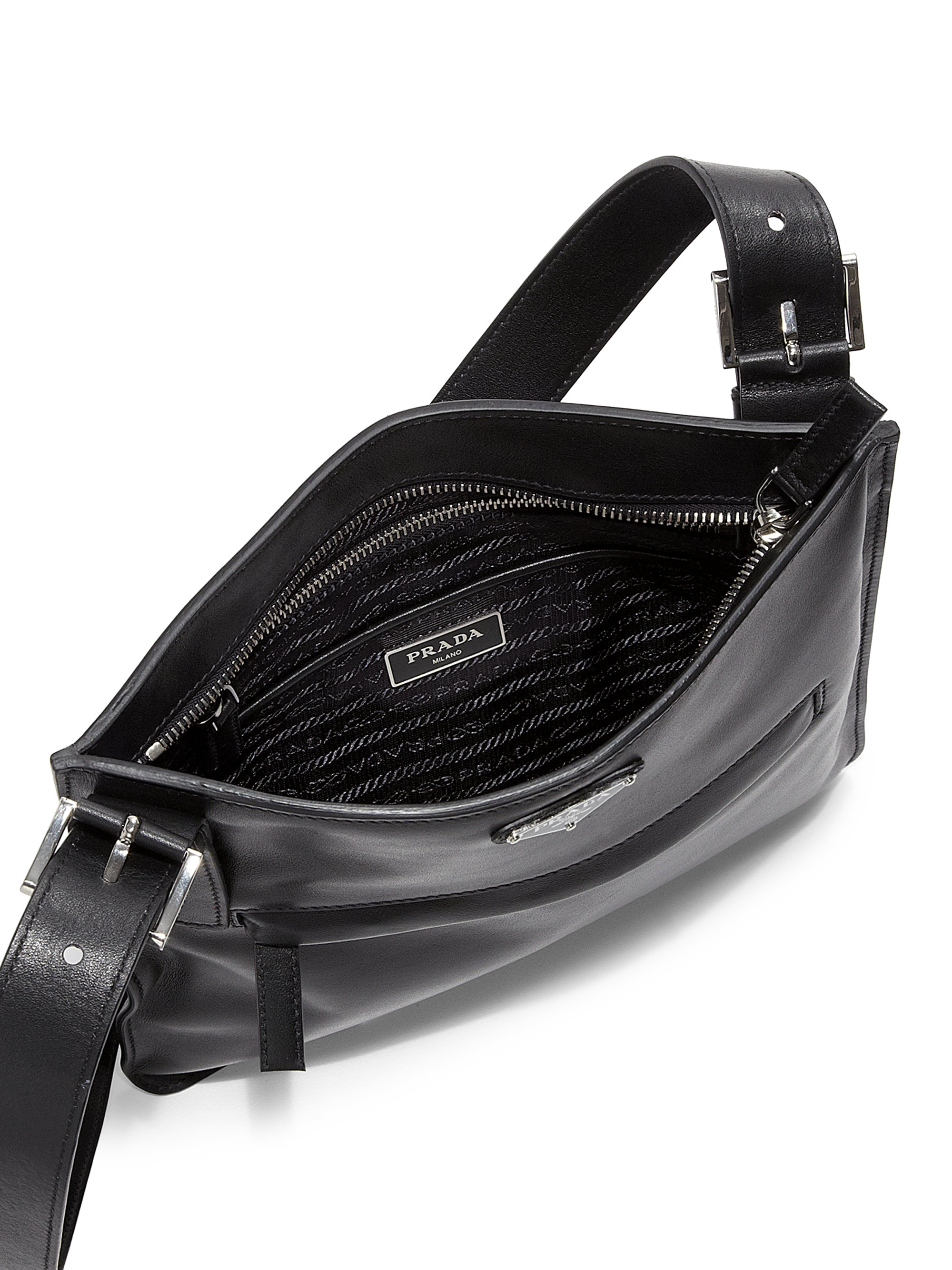 Prada Soft Calf Crossbody Bag in Black (NERO-BLACK) | Lyst