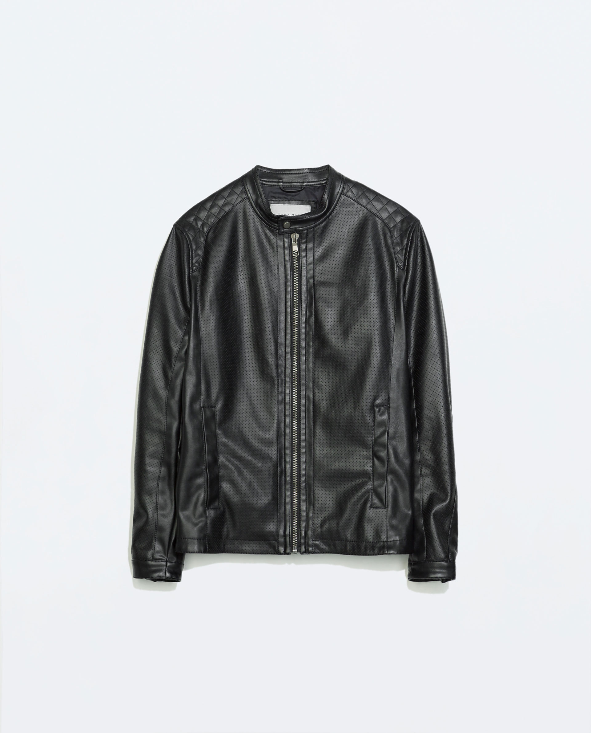 Zara Perforated Faux Leather Jacket in Black for Men | Lyst
