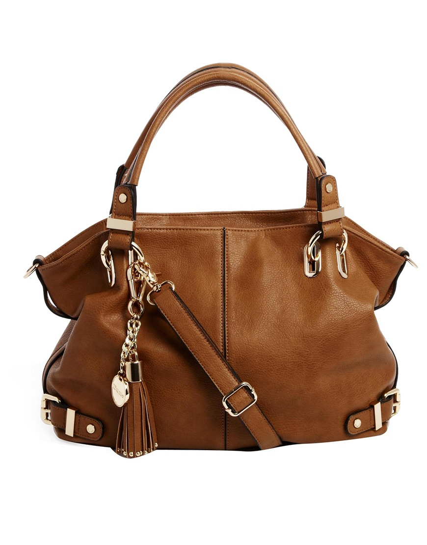 Dune Deather Soft Tan Bag with Buckle Detail in Brown (Tan) | Lyst