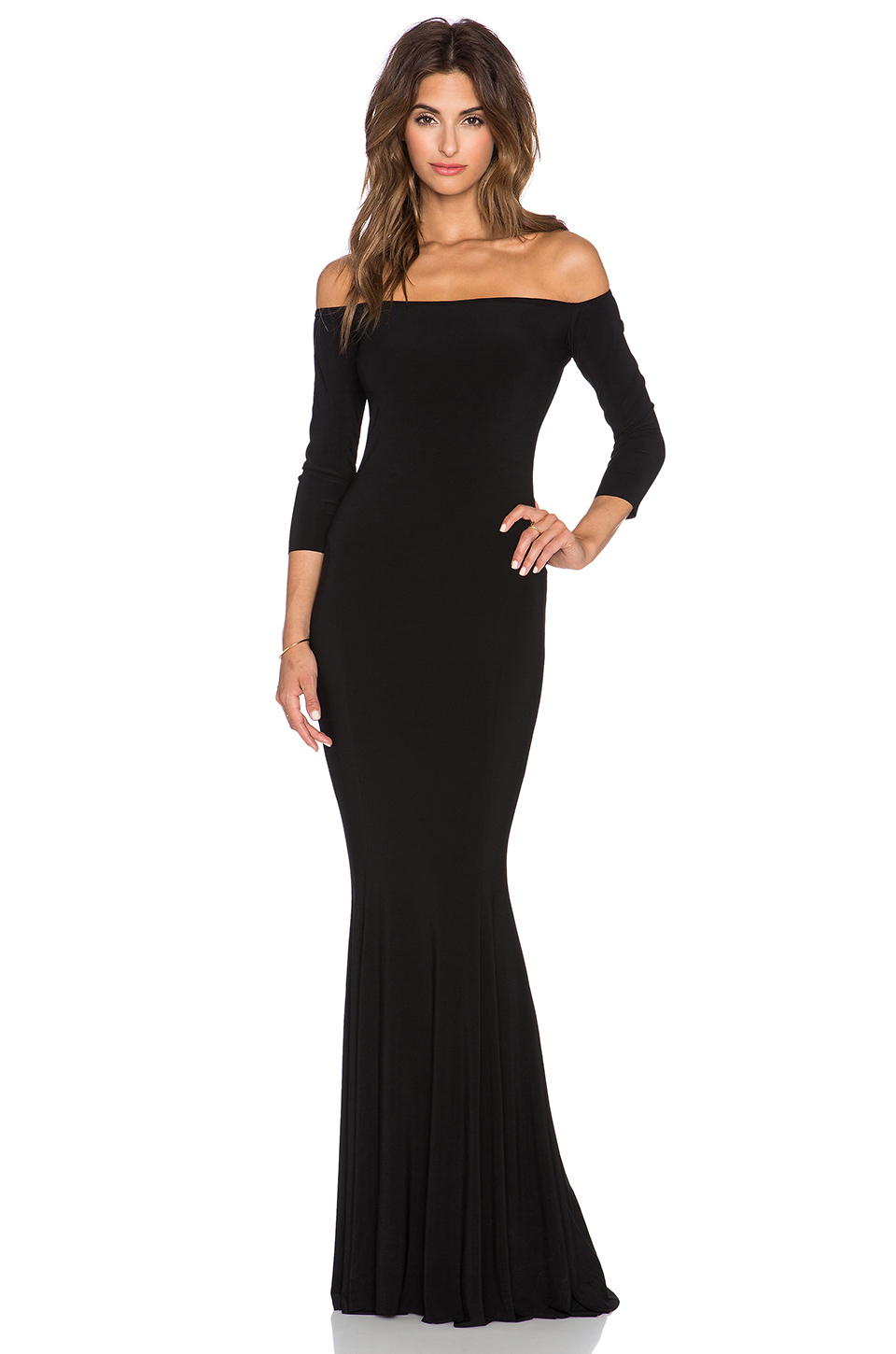 Lyst - Norma Kamali Norma Kulture Off The Shoulder Fishtail Gown in Black
