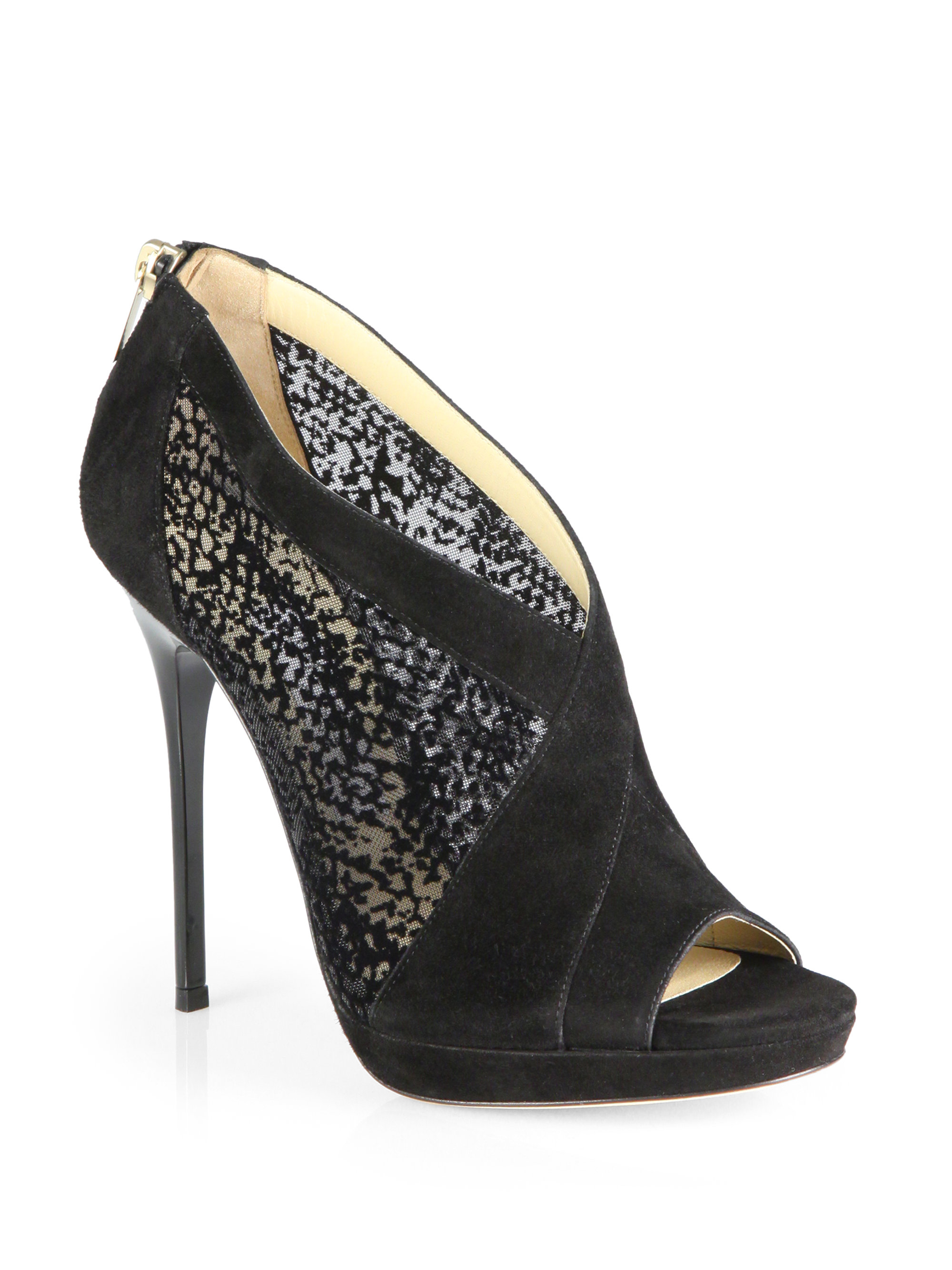 Lyst - Jimmy Choo Vivid Suede & Mesh Booties in Black