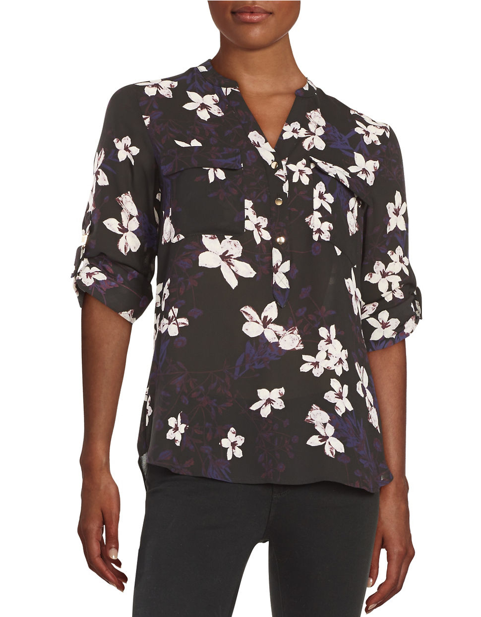 Lyst - Ivanka Trump Floral Button-front Blouse in Purple