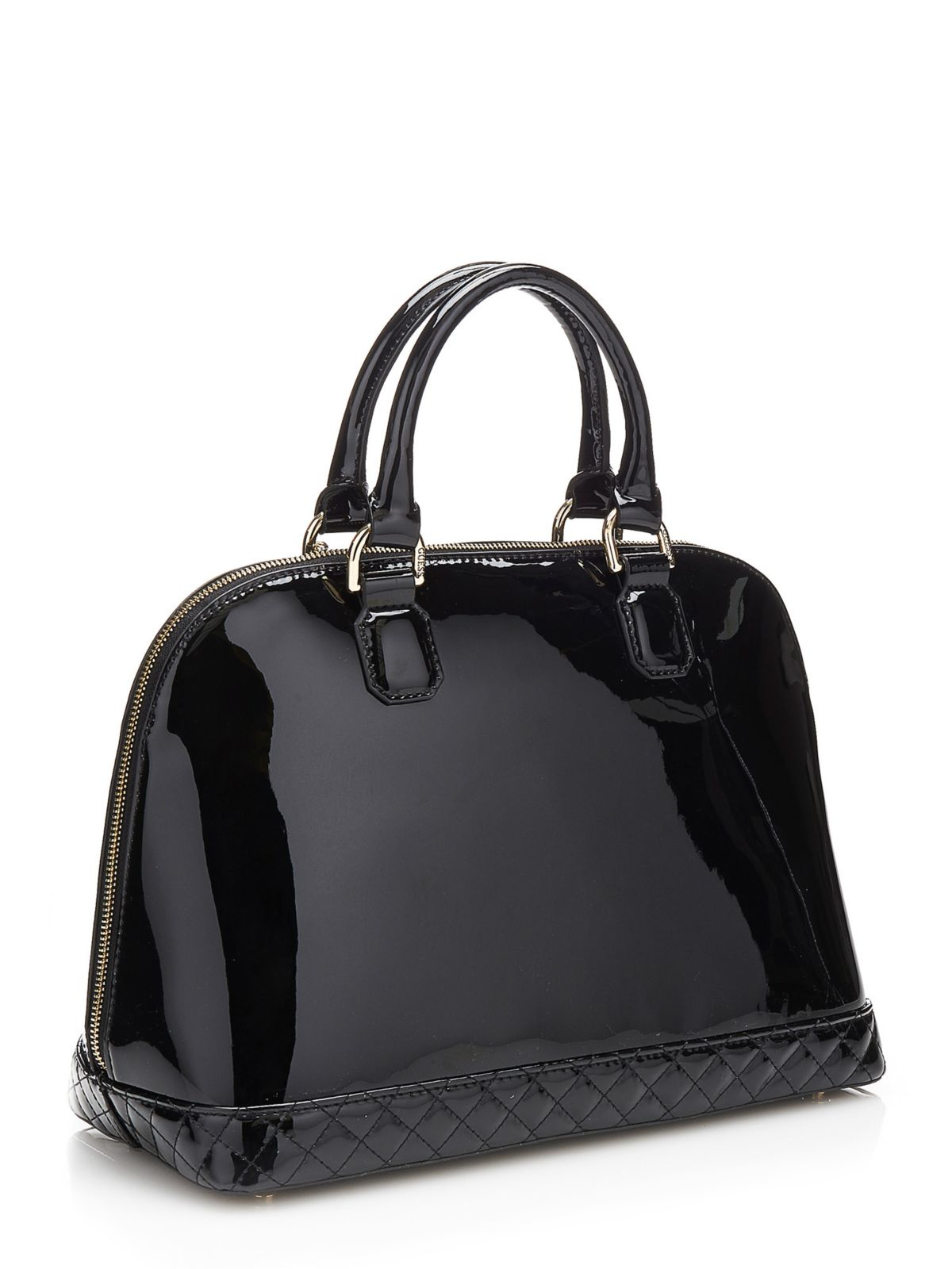 Guess Black Quilted Purse Women S G Lux Status Satchel Guess Amy Shine Patent Look Satchel Bag In Black Lyst