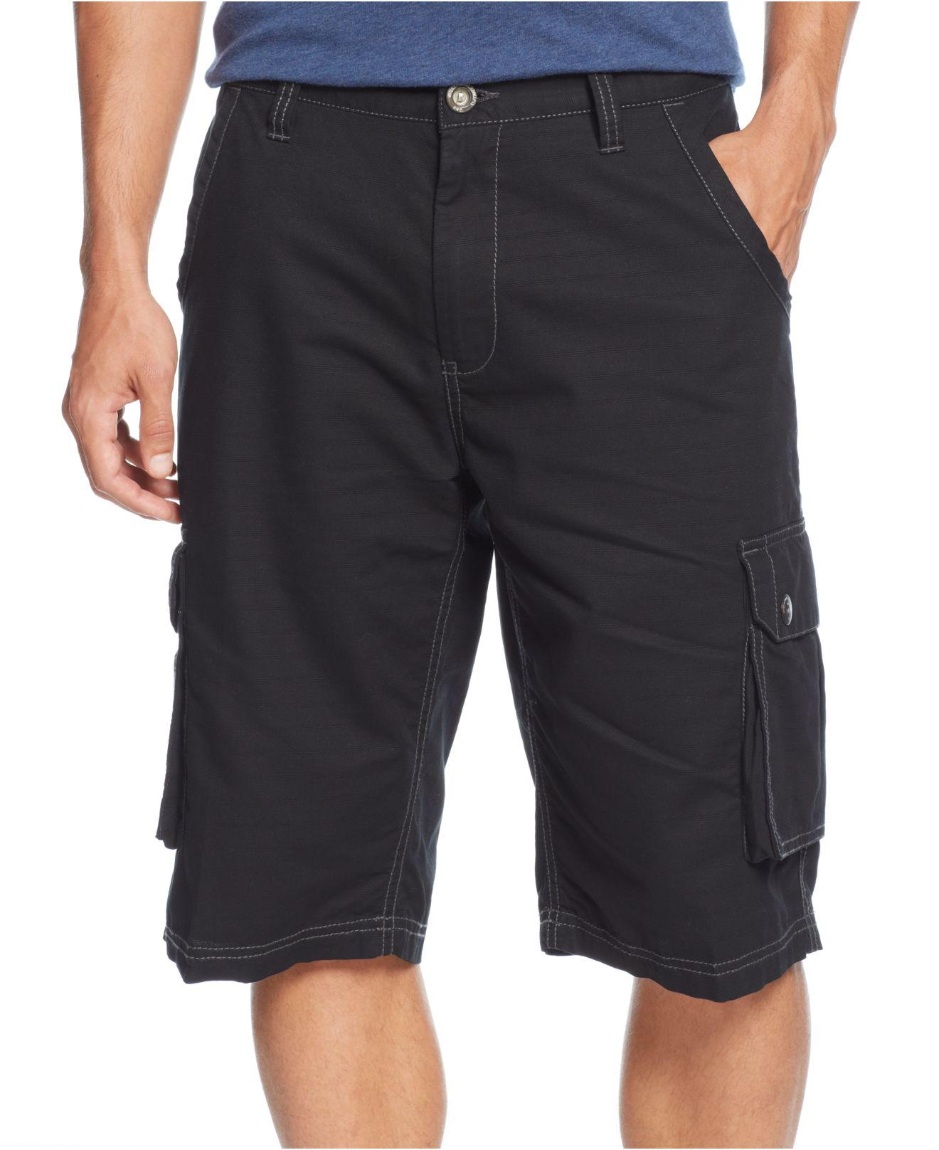 Inc International Concepts Rinse Textured Cargo Shorts in Black for Men ...