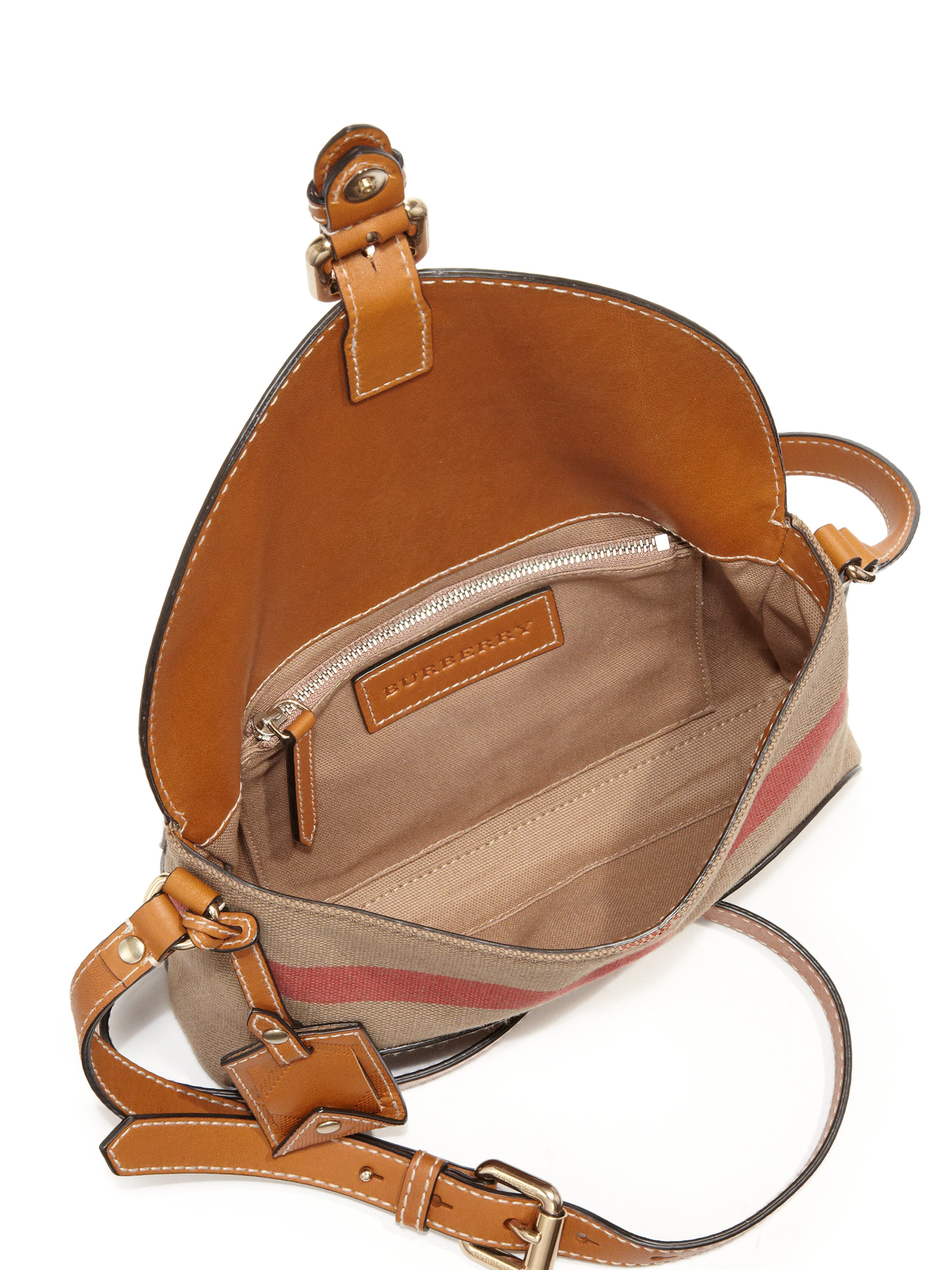 Lyst - Burberry Small Leather & Canvas Check Henham Crossbody Bag in Brown