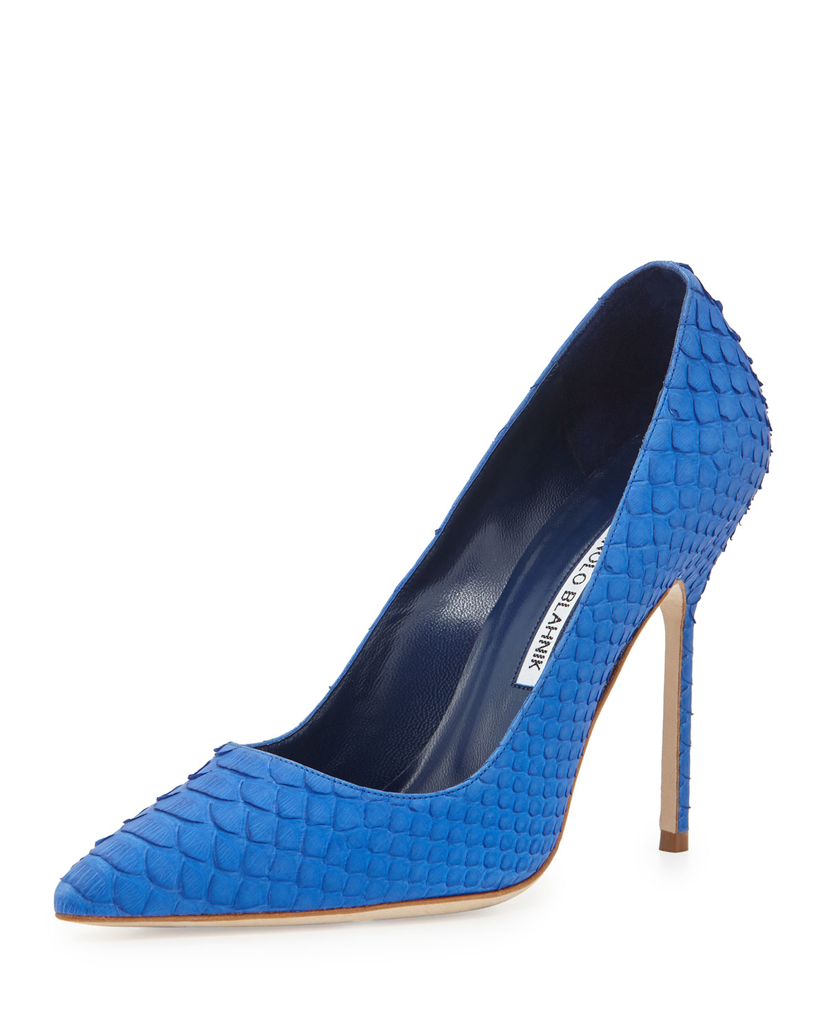 Manolo blahnik Bb Python 105mm-heel Pump in Blue | Lyst