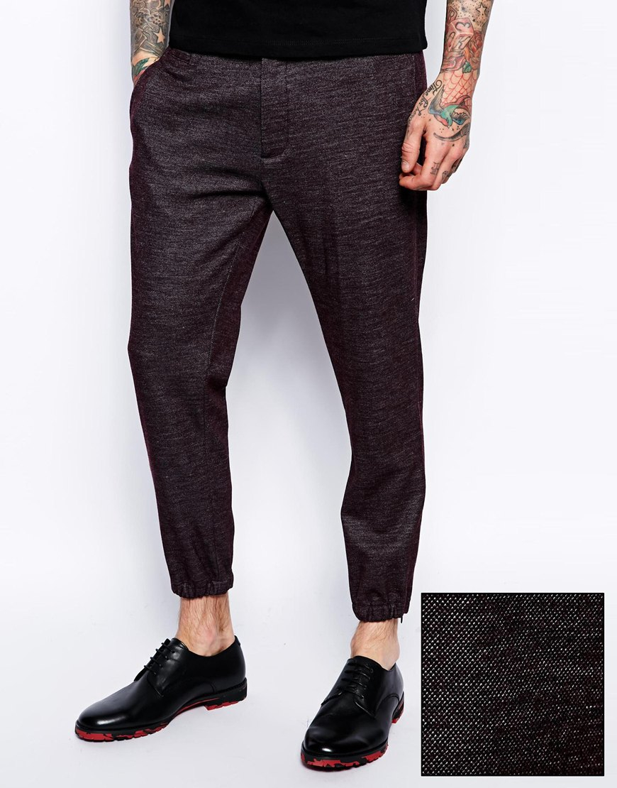 Lyst - Asos Skinny Fit Smart Joggers in Red for Men
